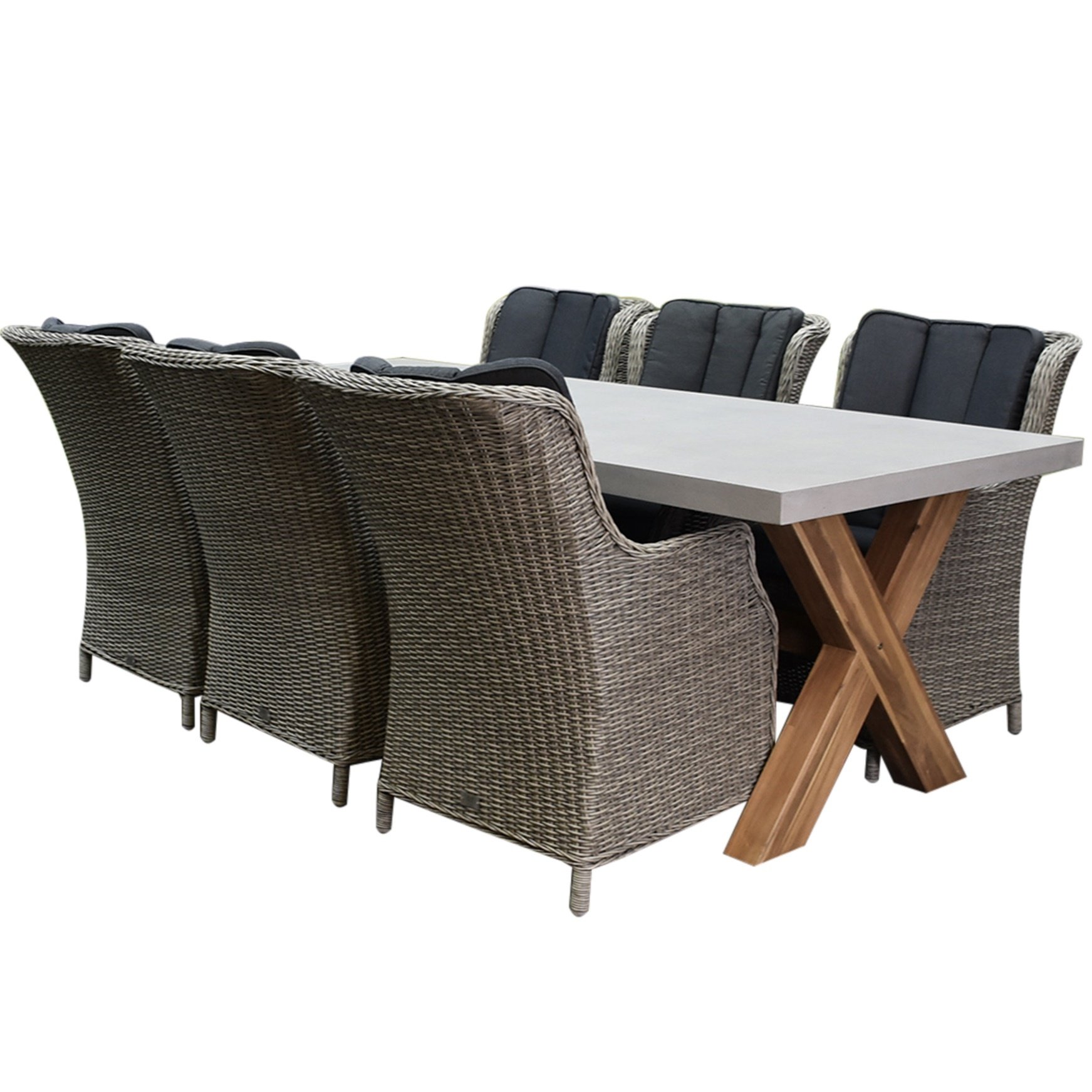 AVH-Collectie Darwin Norwich dining tuinset 240x100xH75 cm 7 delig grijs