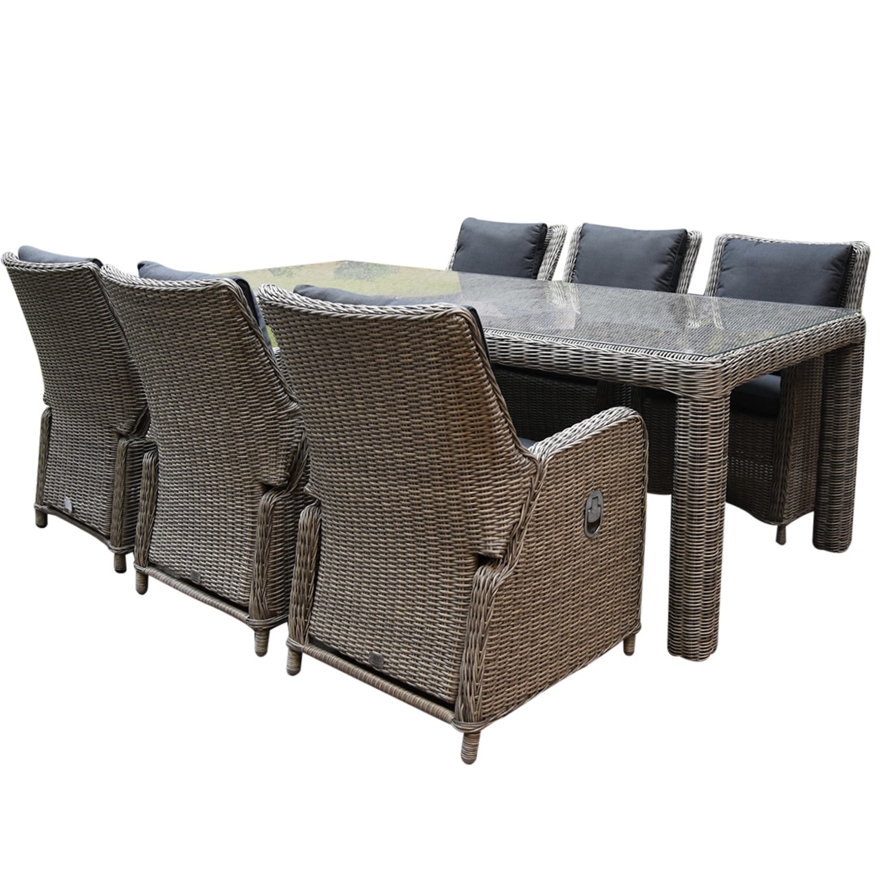 AVH-Collectie Bilbao Bergamo dining tuinset 240x100xH75 cm 7-delig grijs verstelbaar