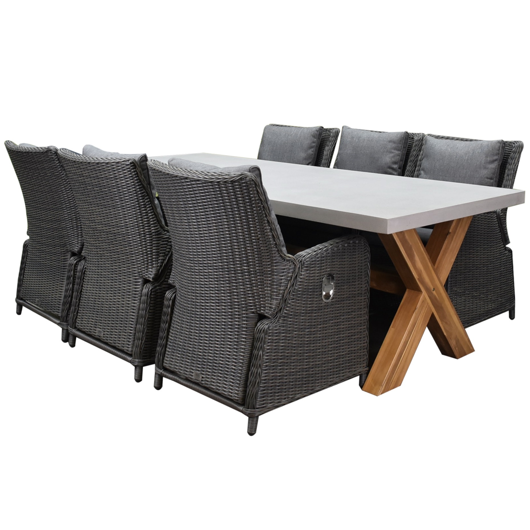AVH-Collectie Bilbao Norwich dining tuinset 240x100xH75 cm 7 delig verstelbaar antraciet