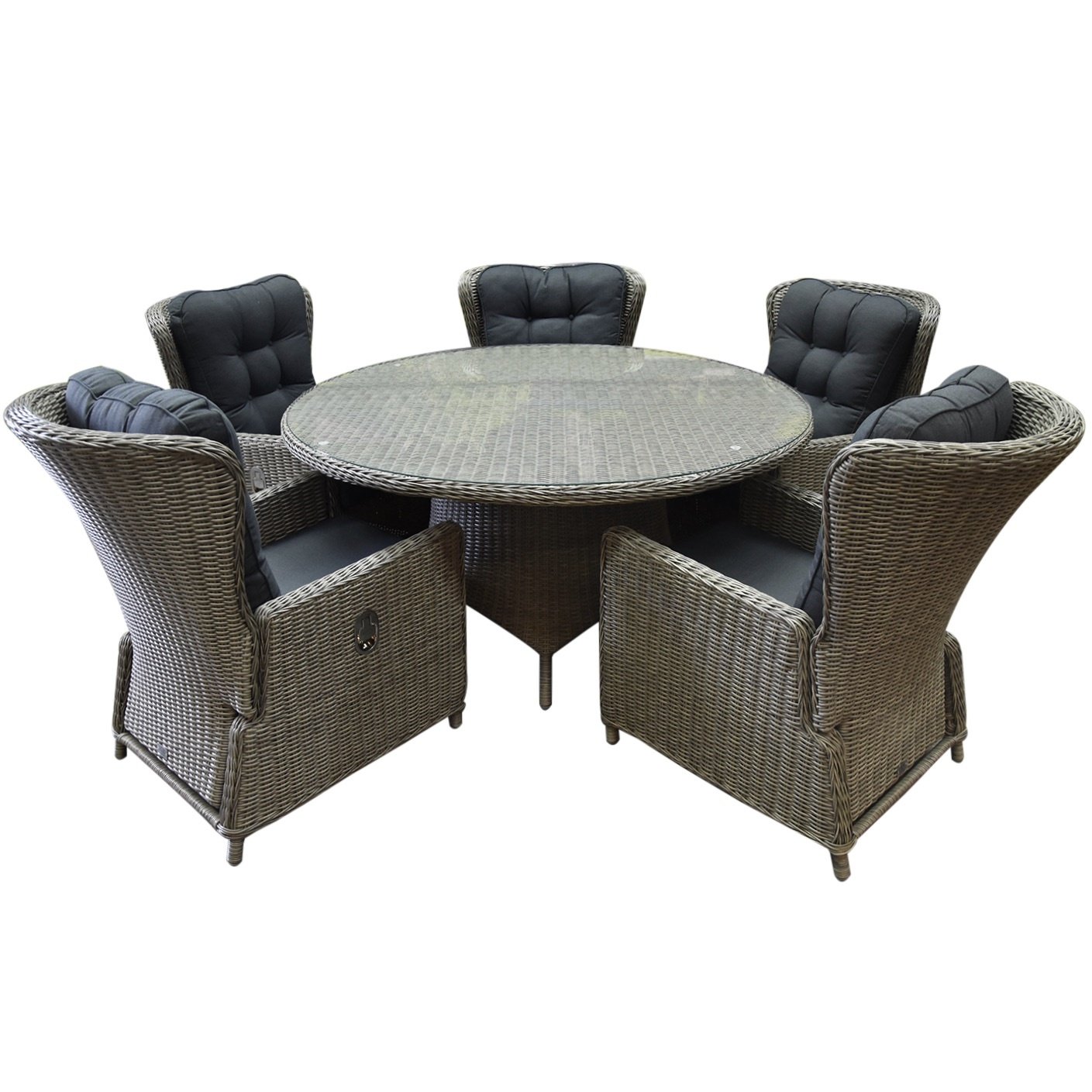 AVH-Collectie Marina Riccione dining tuinset 150 cm 6-delig grijs verstelbaar