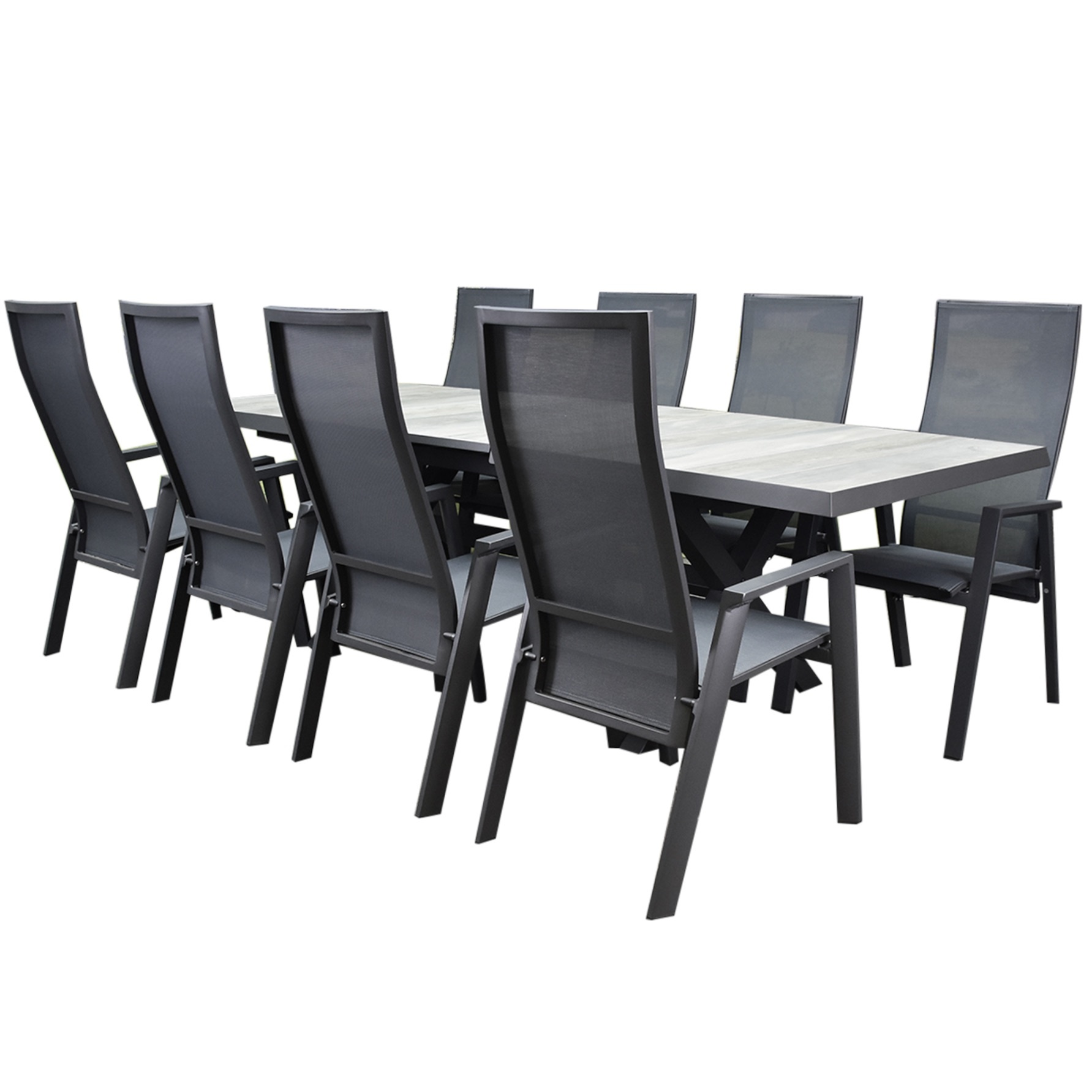 AVH-Collectie Nancy New Delhi dining tuinset uitschuifbaar 204-264x103xH74,5 cm 9 delig verstelbaar