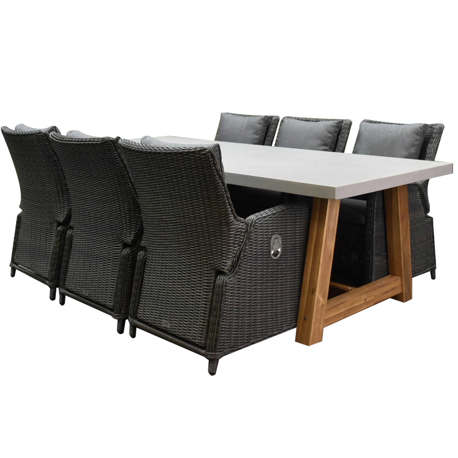 AVH-Collectie Bilbao Veltis dining tuinset 250x100xH75 cm 7 delig verstelbaar antraciet