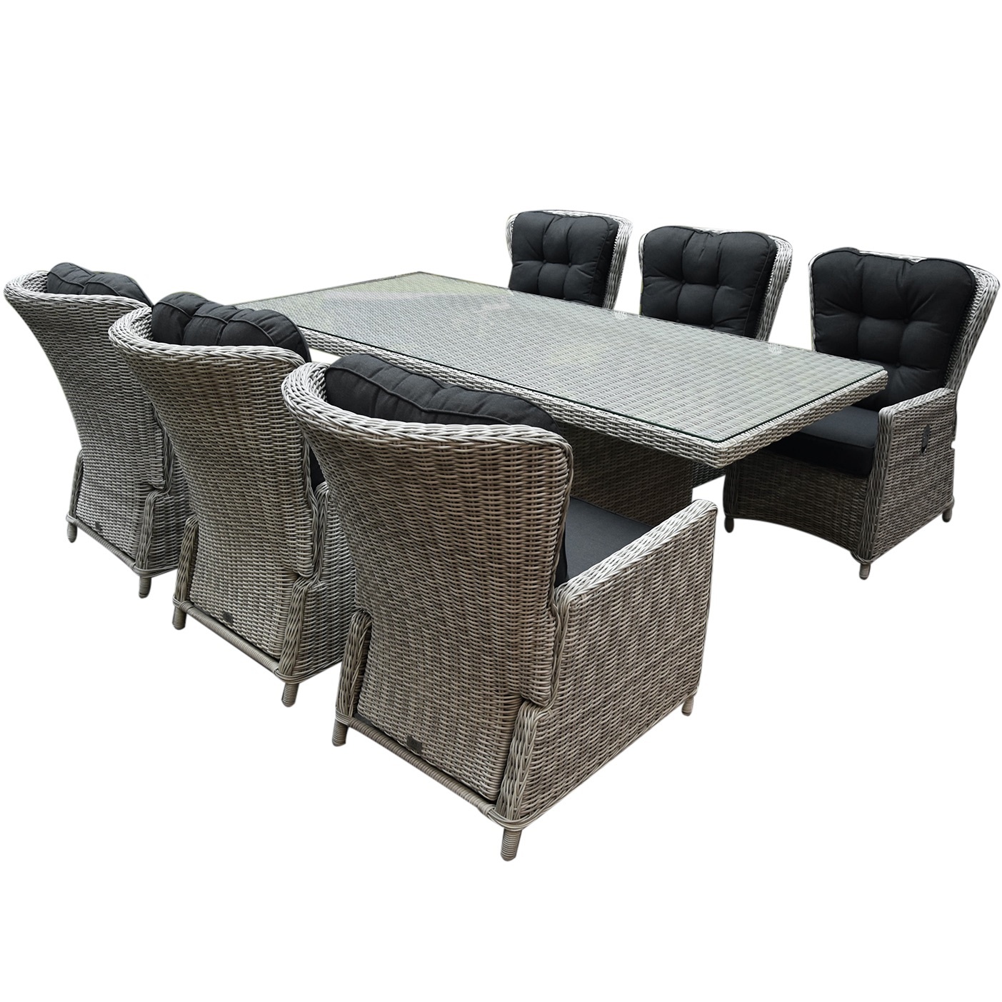 AVH-Collectie Marina lounge Menorca dining tuinset 220x100xH75 cm wit verstelbaar