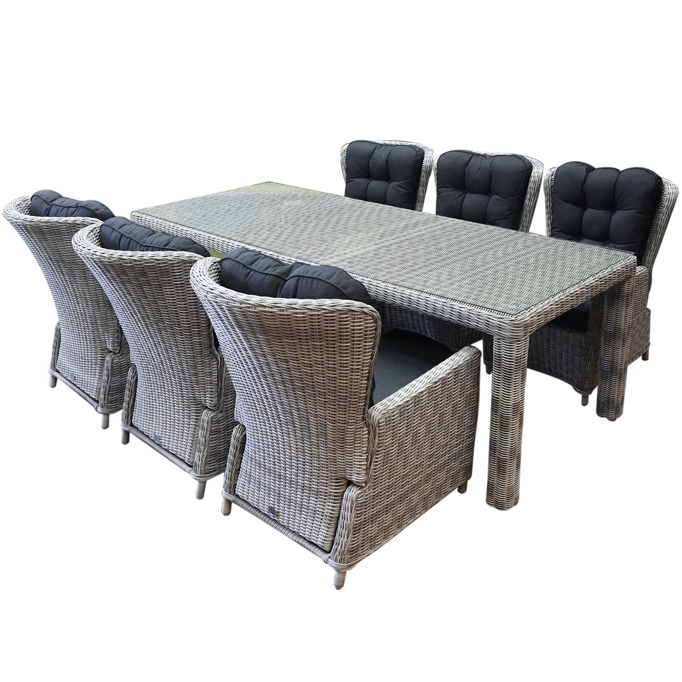 AVH-Collectie Marina lounge Bergamo dining tuinset 240x100xH75 cm  7-delig verstelbaar wit
