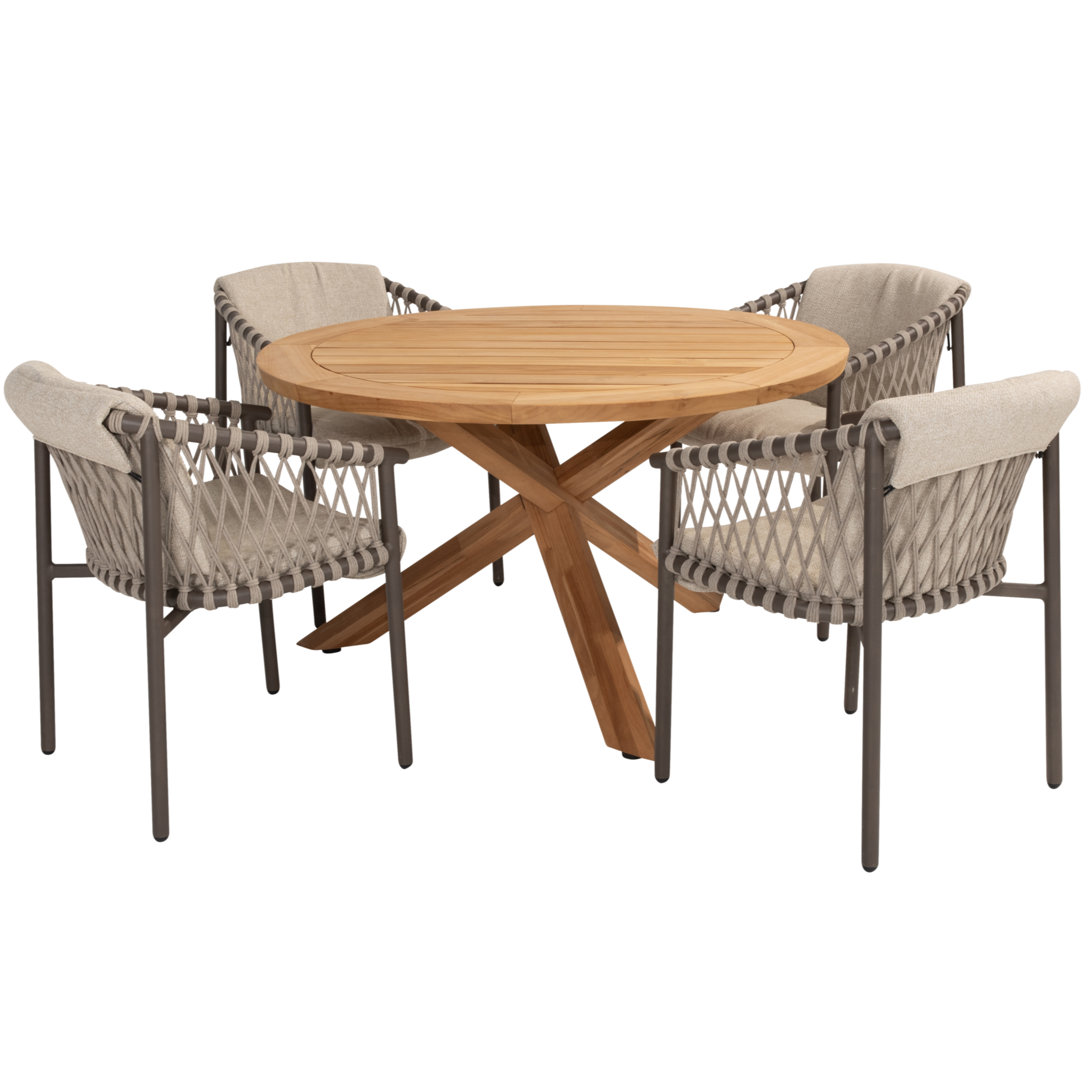 4 Seasons Outdoor Prado Allora dining tuinset 130 cm rond 5 delig terre teak 