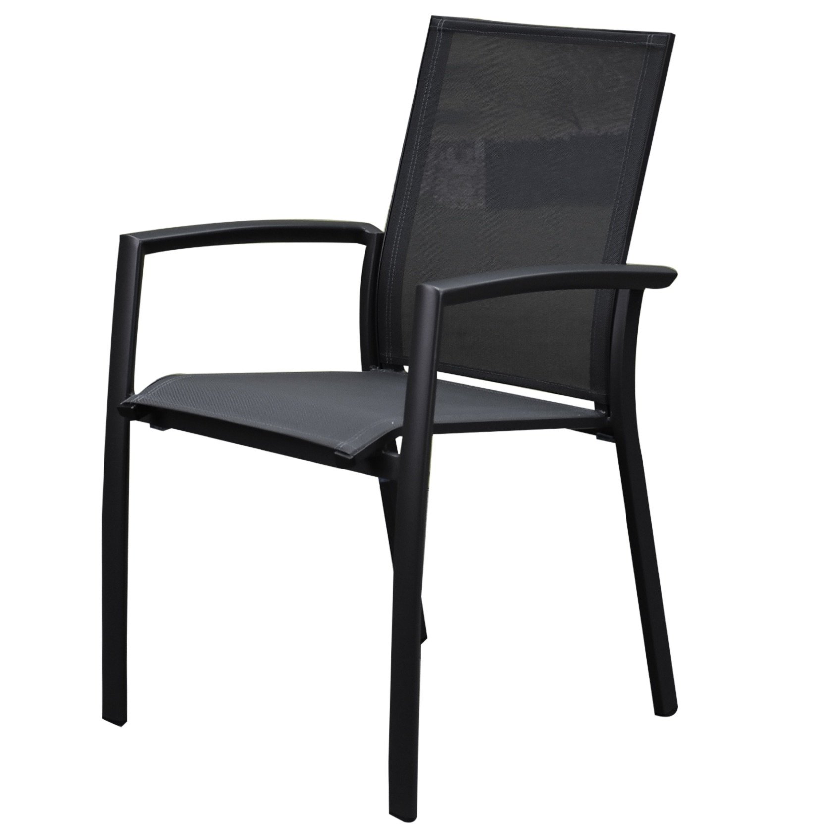 AVH-Collectie Malaga dining tuinstoel stapelbaar antraciet aluminium textileen