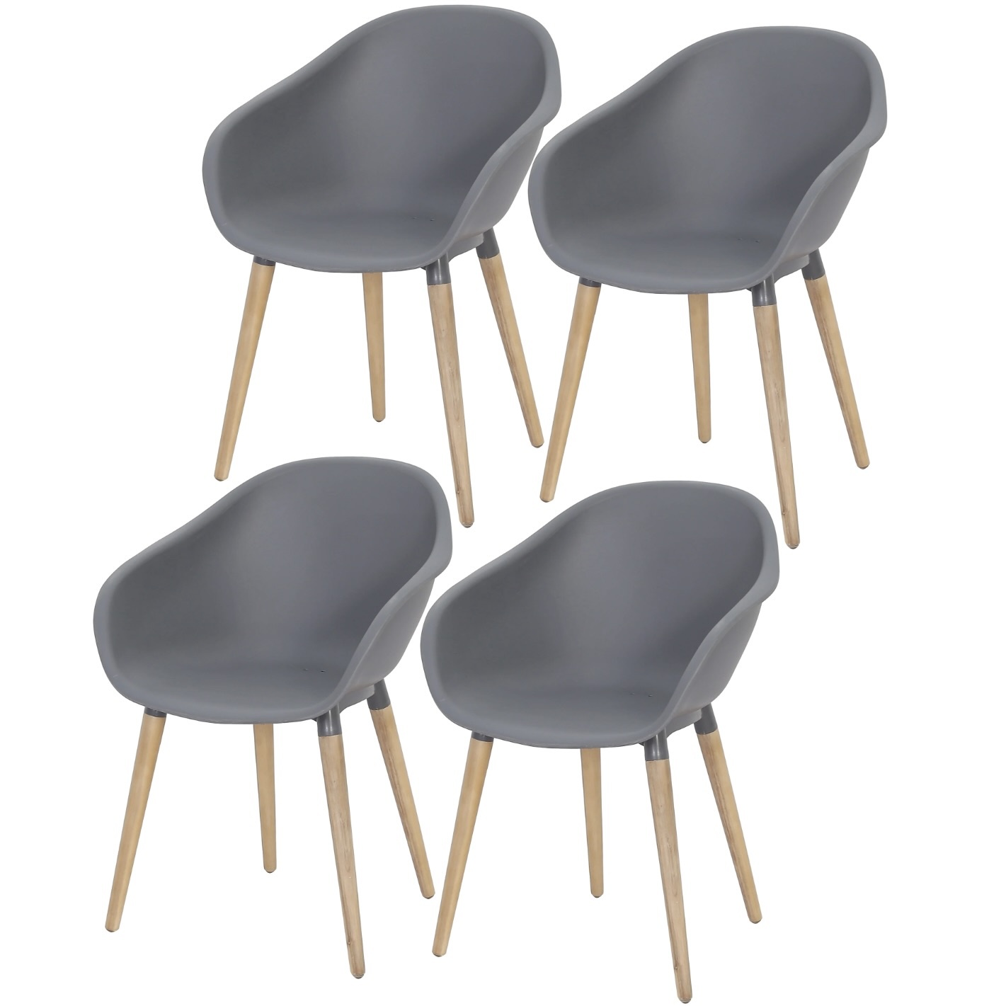 AVH-Collectie Set van 4 Swan dining kuipstoel grijs kunststof