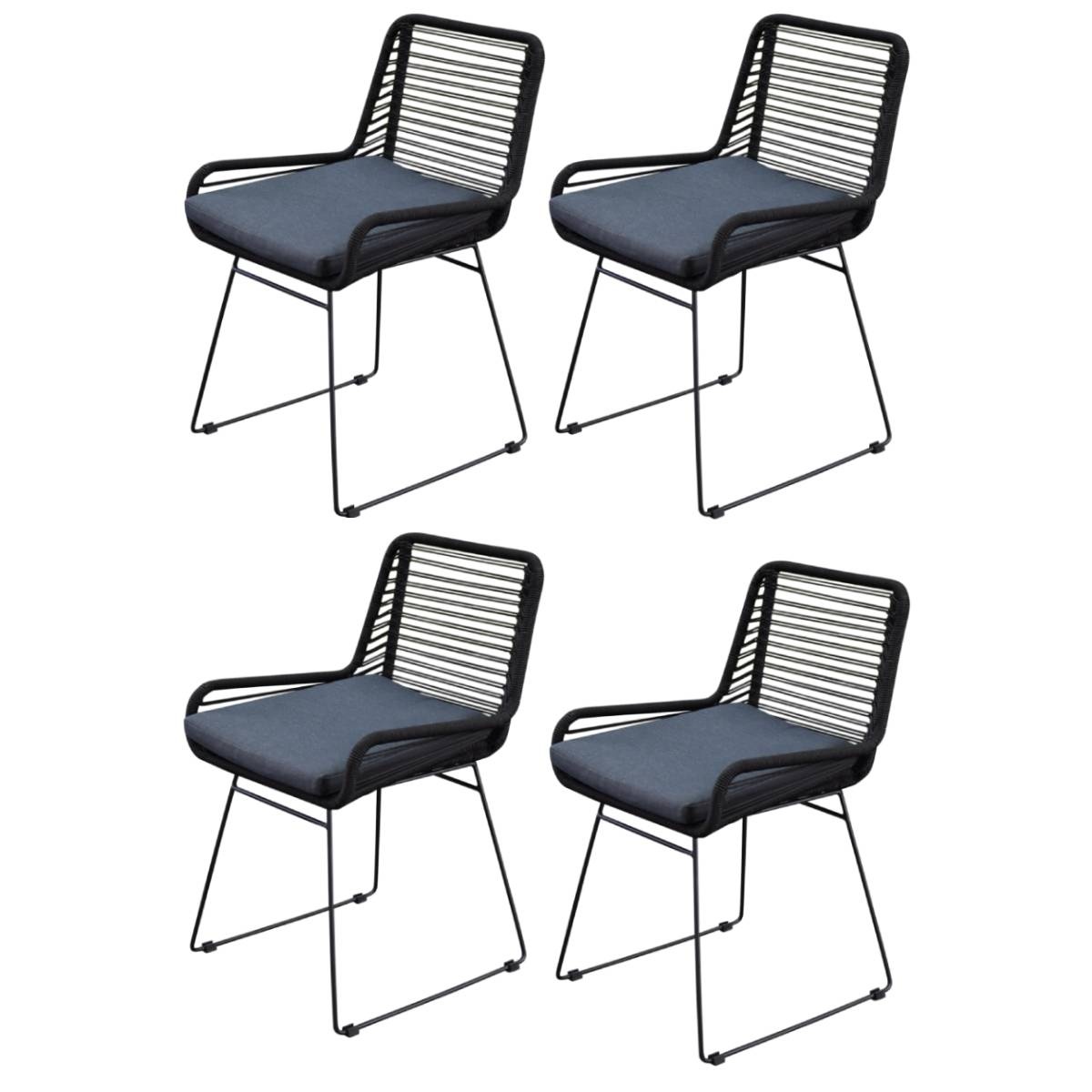 AVH-Collectie Zenia dining tuinstoel rope zwart set van 4