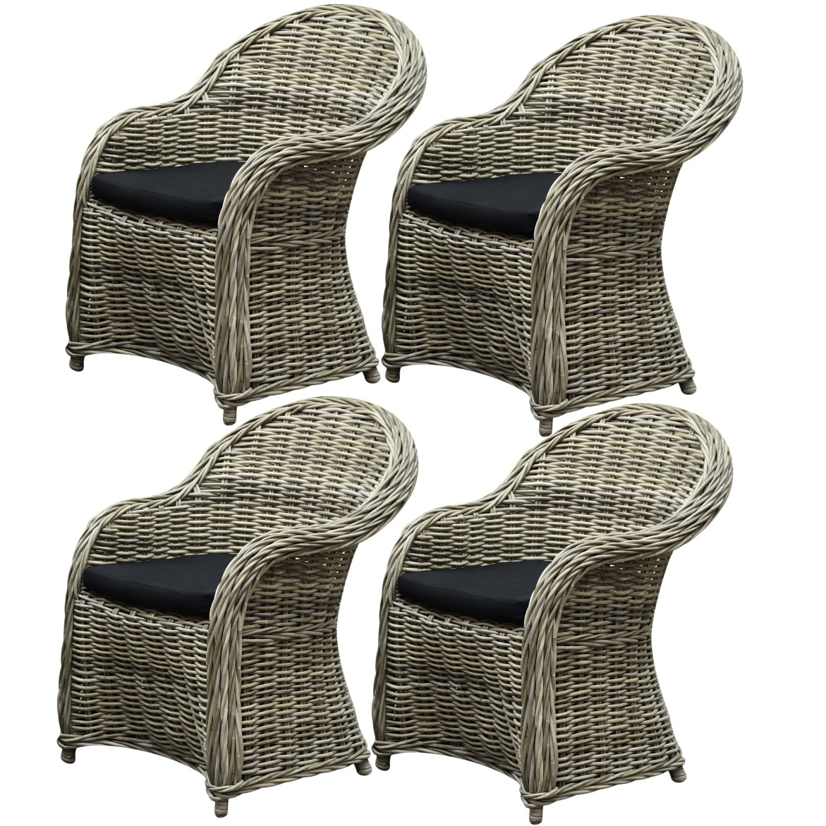 AVH-Collectie Roma dining tuinstoel naturel rotan set (4 stoelen)
