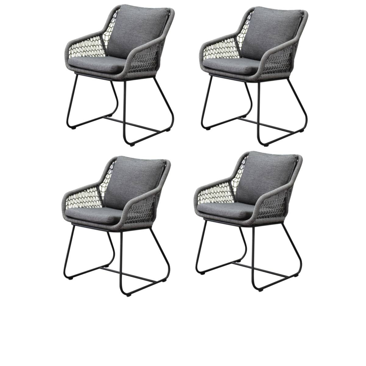 AVH-Collectie Savona dining tuinstoel rope  grijs set van 4