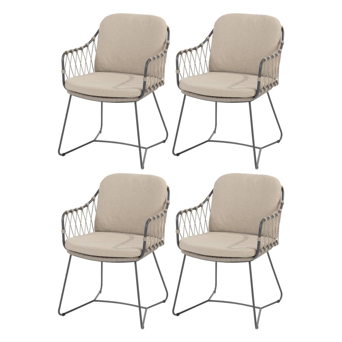 Taste 4SO Prego dining tuinstoel rope antraciet taupe  set van 4