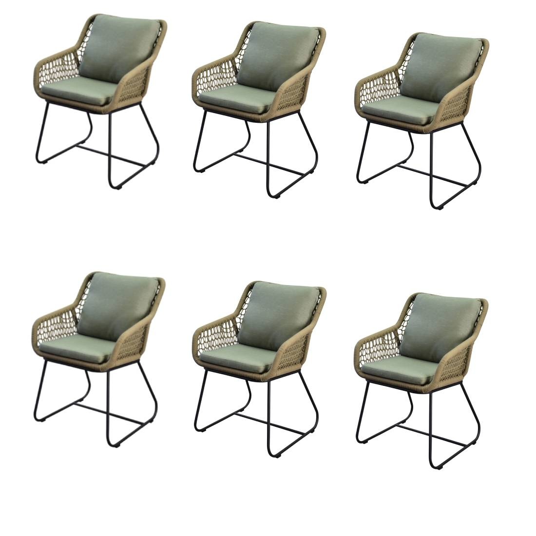 AVH-Collectie Savona dining tuinstoel rope olijf groen set van 6