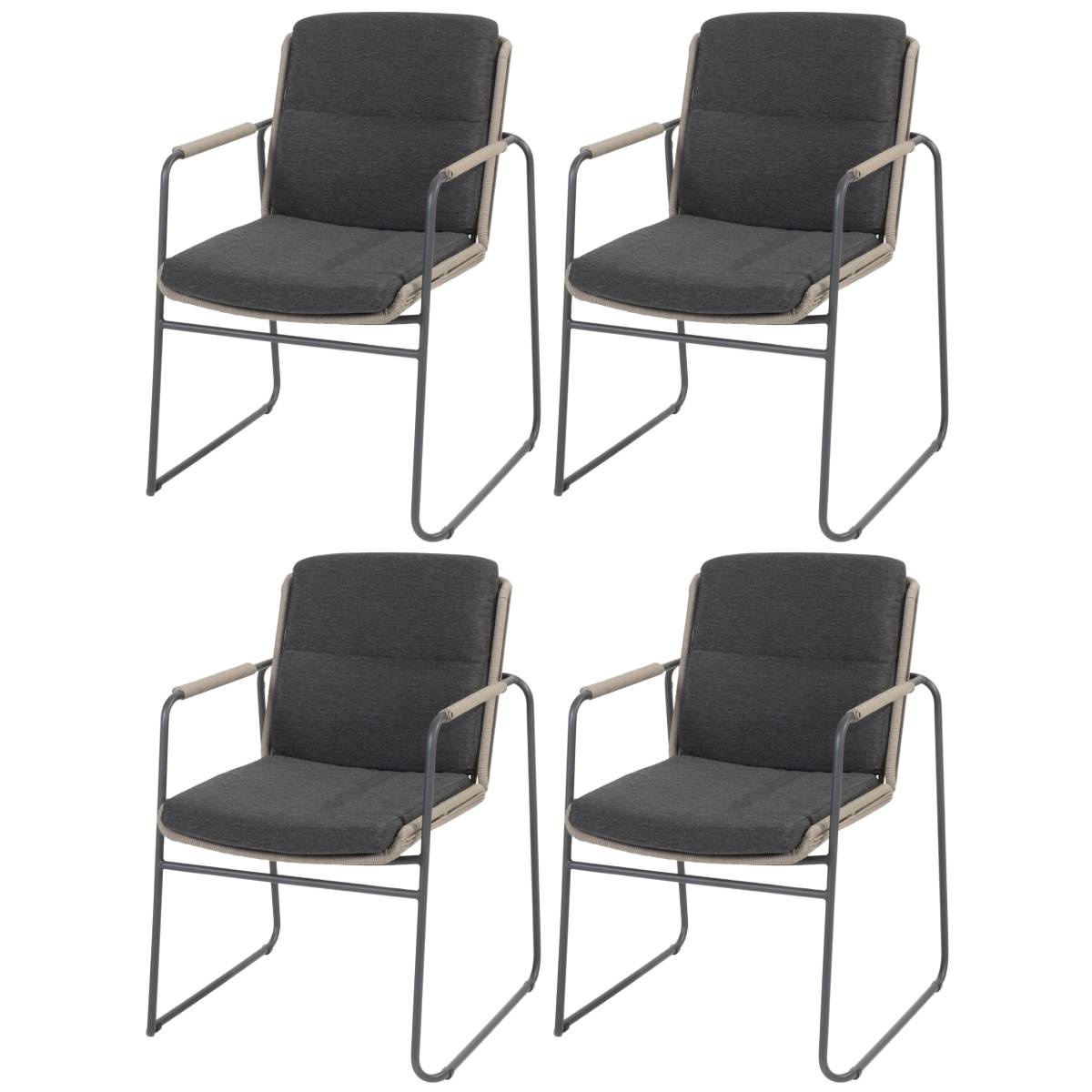 4 Seasons Outdoor Parma tuinstoel stapelbaar antraciet taupe Taste 4SO set van 4