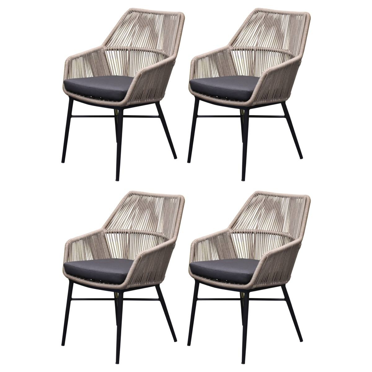 AVH-Collectie Chianti dining tuinstoel grijs rope set van 4