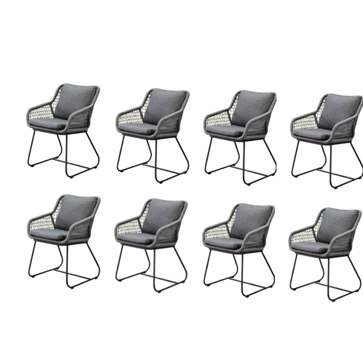 AVH-Collectie Savona dining tuinstoel rope  grijs set van 8