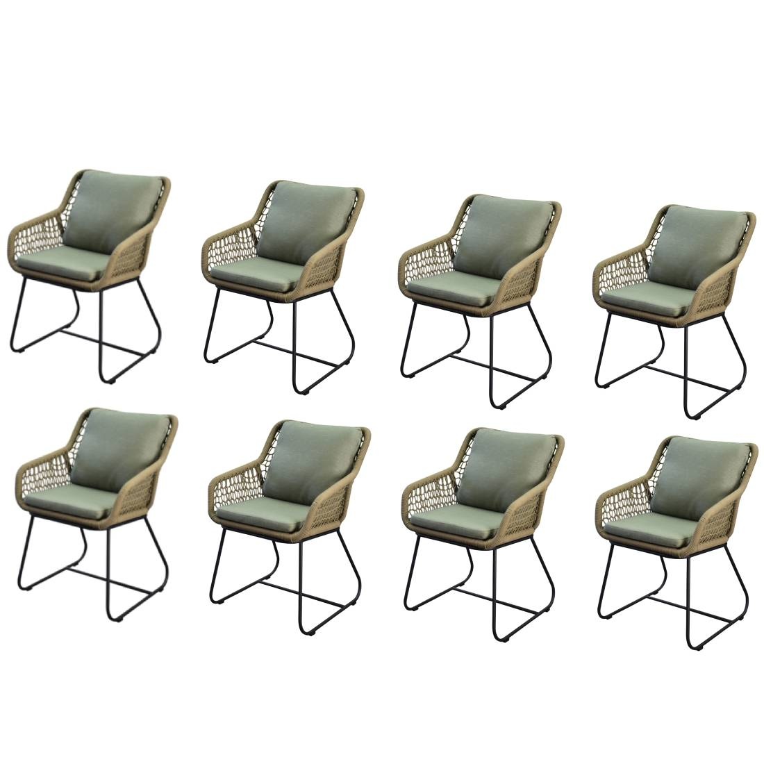 AVH-Collectie Savona dining tuinstoel rope olijf groen set van 8