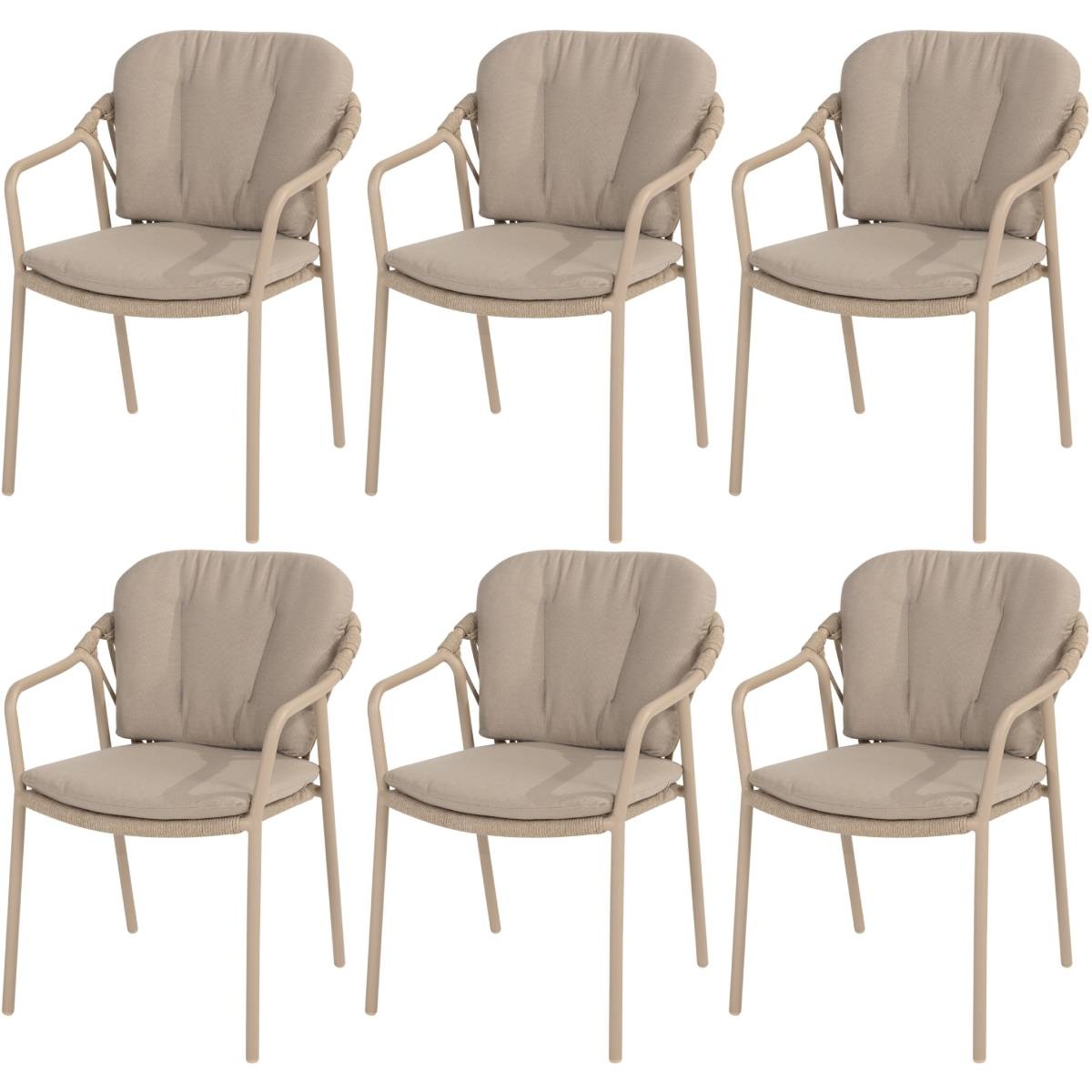 4 Seasons Outdoor Manitoba stapelbare tuinstoel latte Taste 4SO set van 6