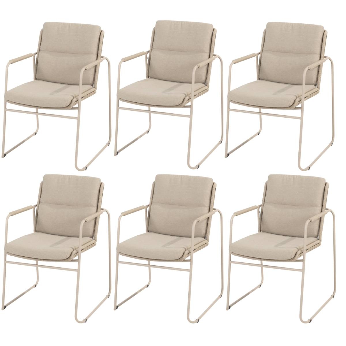 Taste 4SO Parma dining tuinstoel stapelbaar latte  set van 6