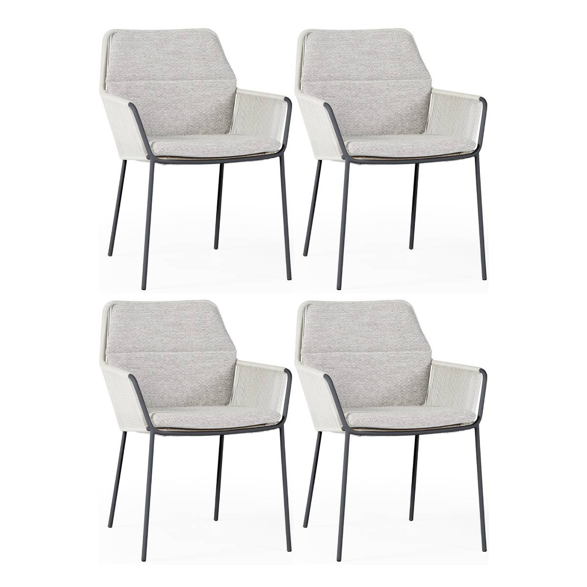 SUNS Punta dining tuinstoel naturel mixed weave camel sand  set van 4
