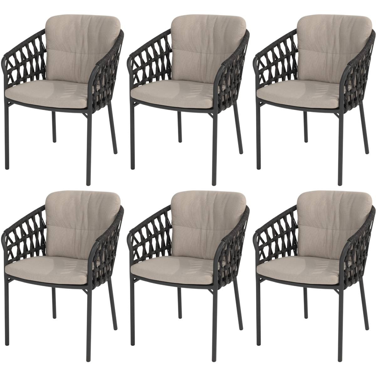 Taste 4SO Albareto dining tuinstoel antraciet rope  set van 6