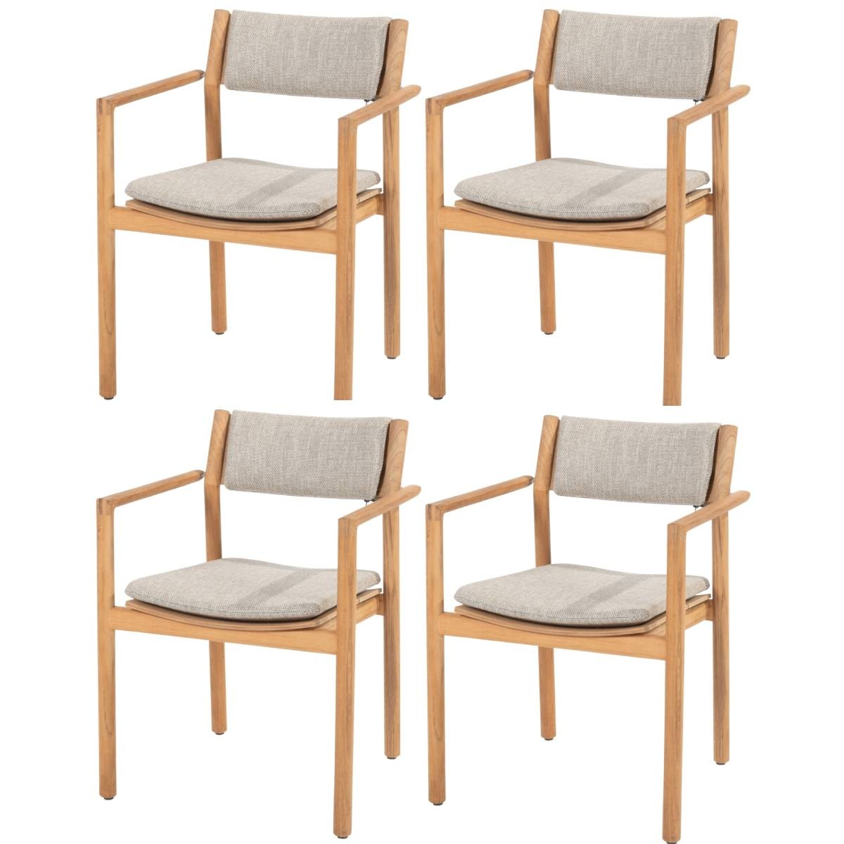 4 Seasons Outdoor Levi stapelbare tuinstoel teak  set van 4