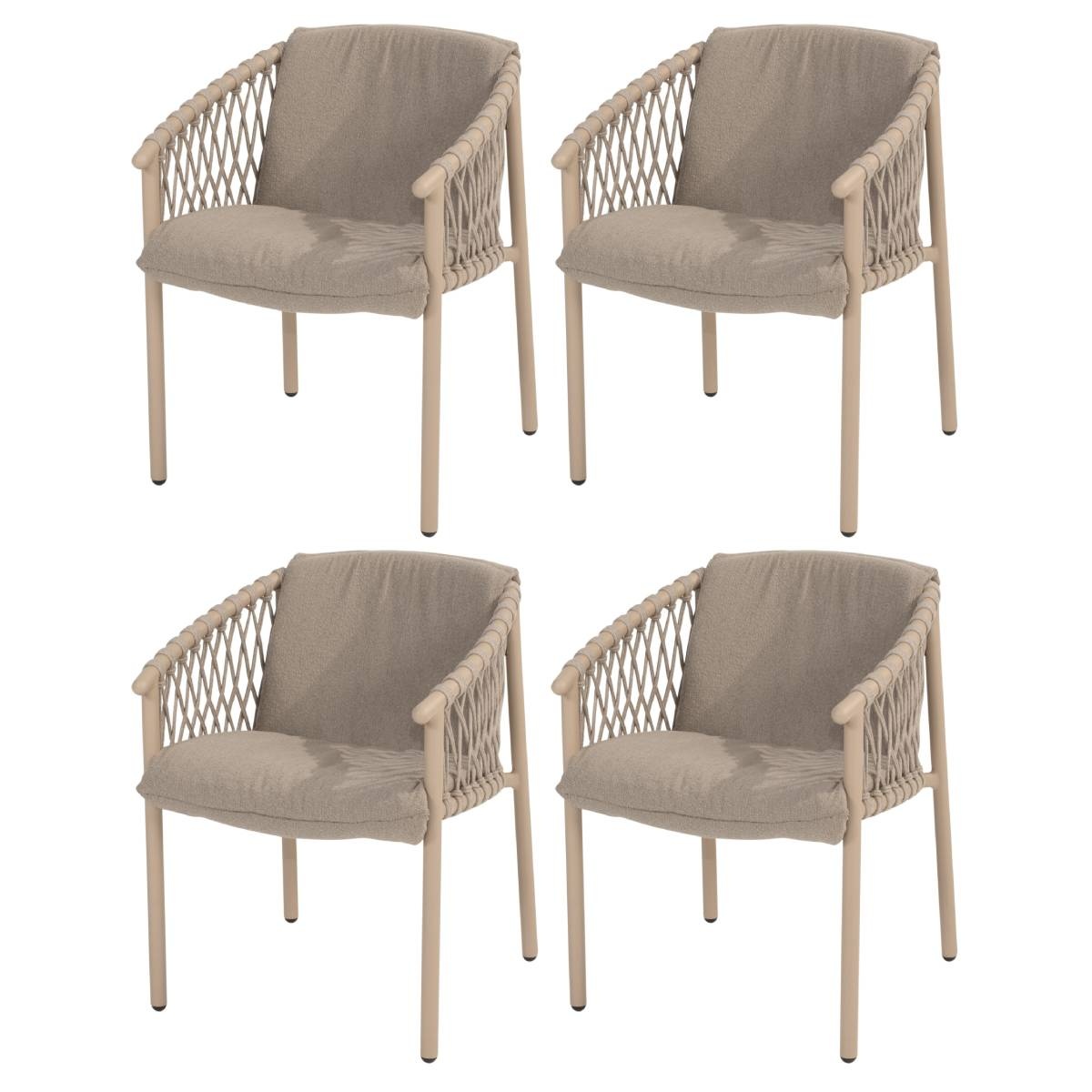 4 Seasons Outdoor Allora dining tuinstoel latte  set van 4