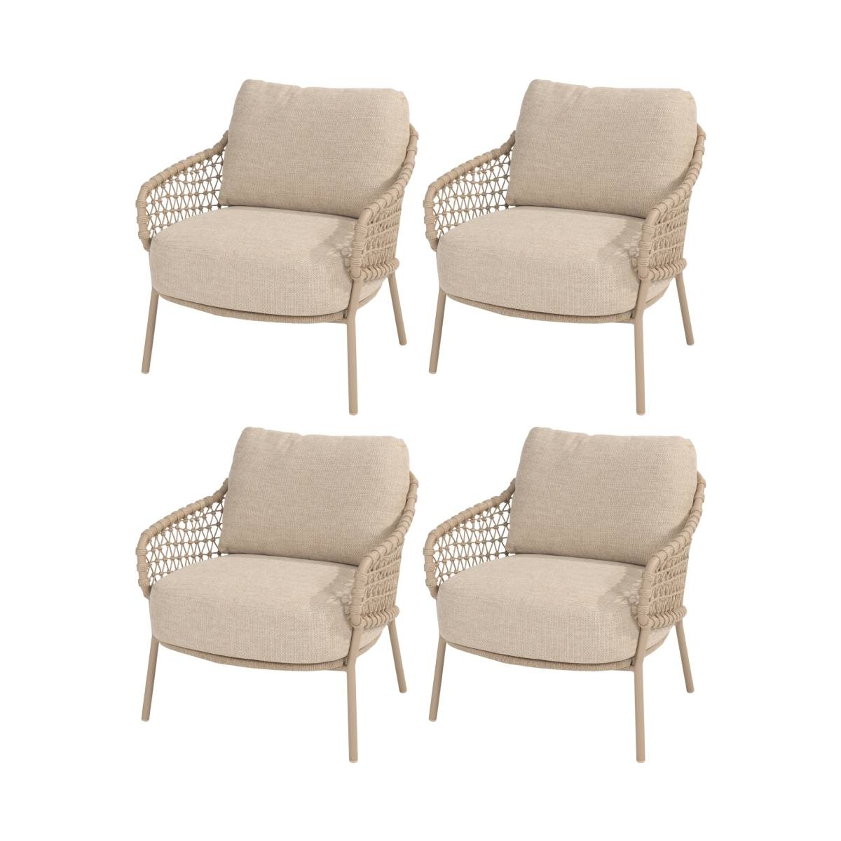 4 Seasons Outdoor Sardinia low dining tuinstoel latte   set van 4