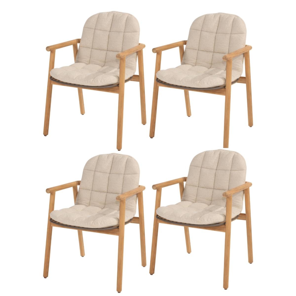 4 Seasons Outdoor Samos dining tuinstoel teak terre  set van 4