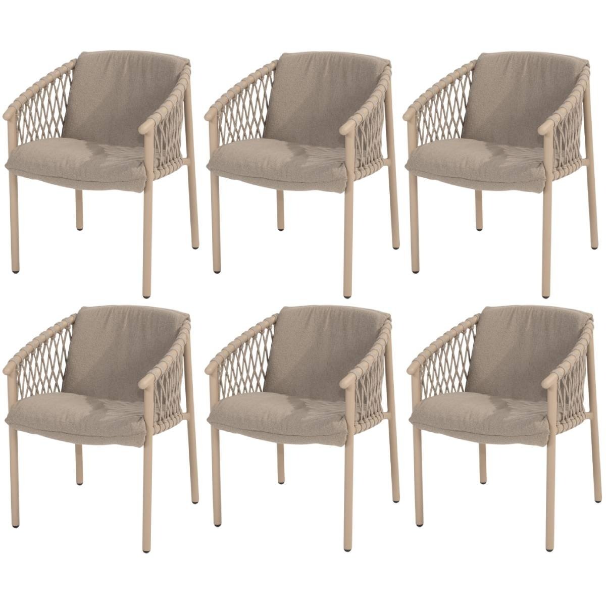 4 Seasons Outdoor Allora dining tuinstoel latte  set van 6