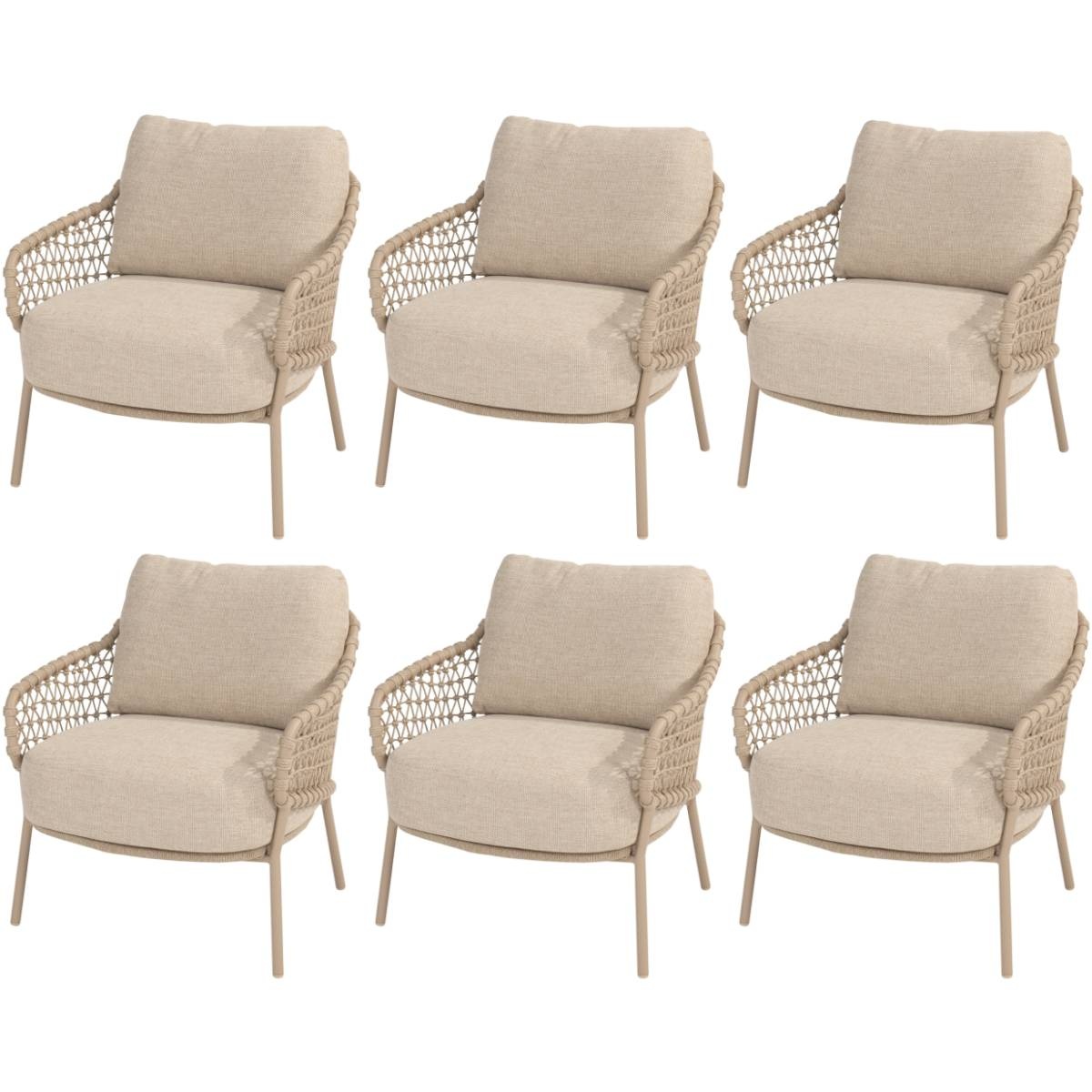 4 Seasons Outdoor Sardinia low dining tuinstoel latte   set van 6
