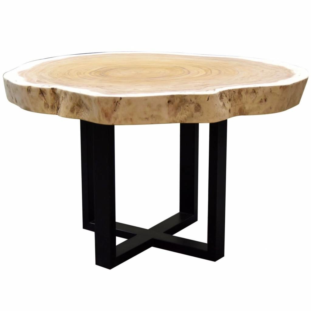 AVH-Collectie Boomstamtafel 120xH75 cm rond roestvrij stalen poten - bladdikte 10 cm