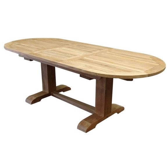 AVH-Collectie Ovaal uitschuifbare lounge-diningtafel 160-210x90xH70 cm teak bladdikte 4 cm