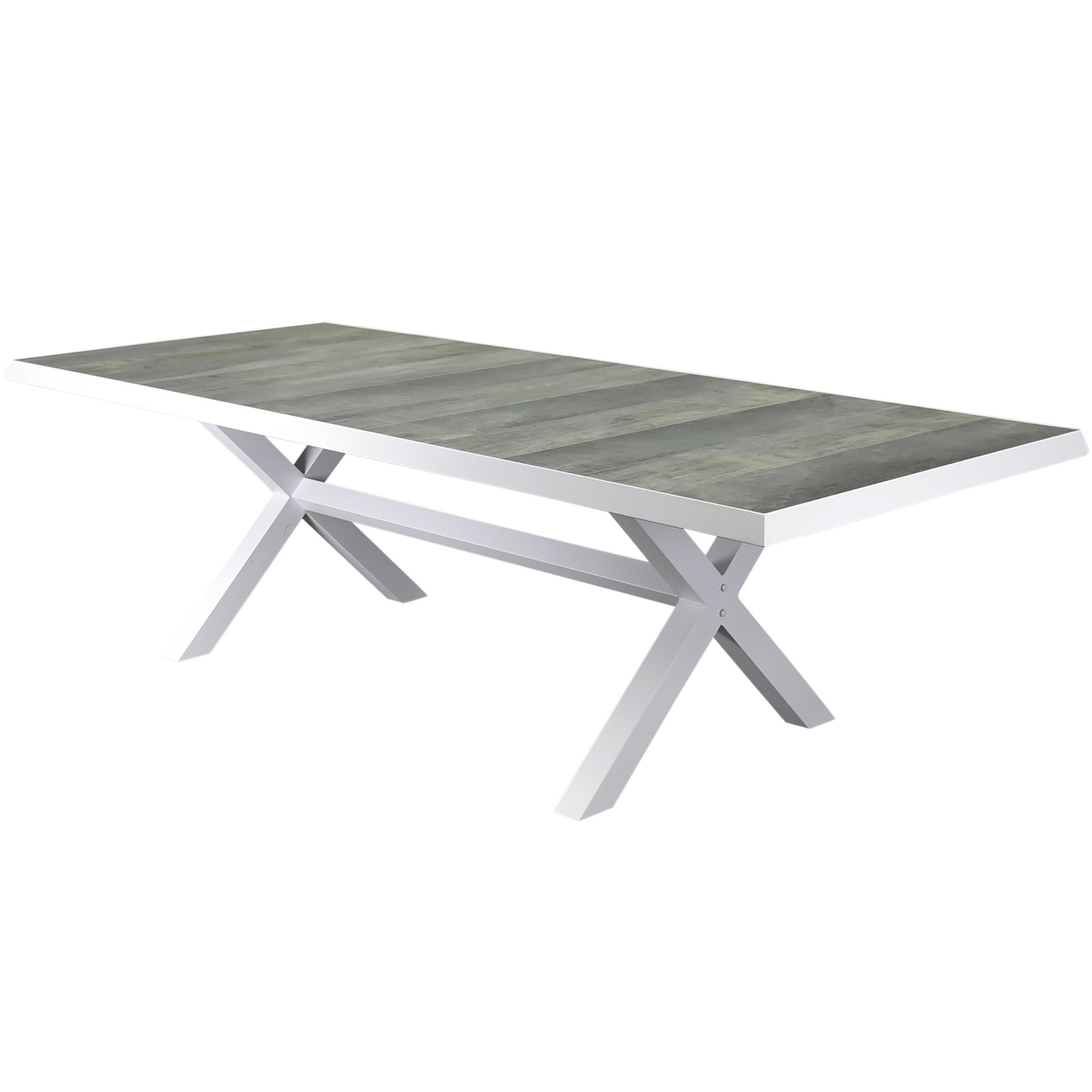 AVH-Collectie New Delhi dining tuintafel 224x103xH72,5 cm met kruispoot wit