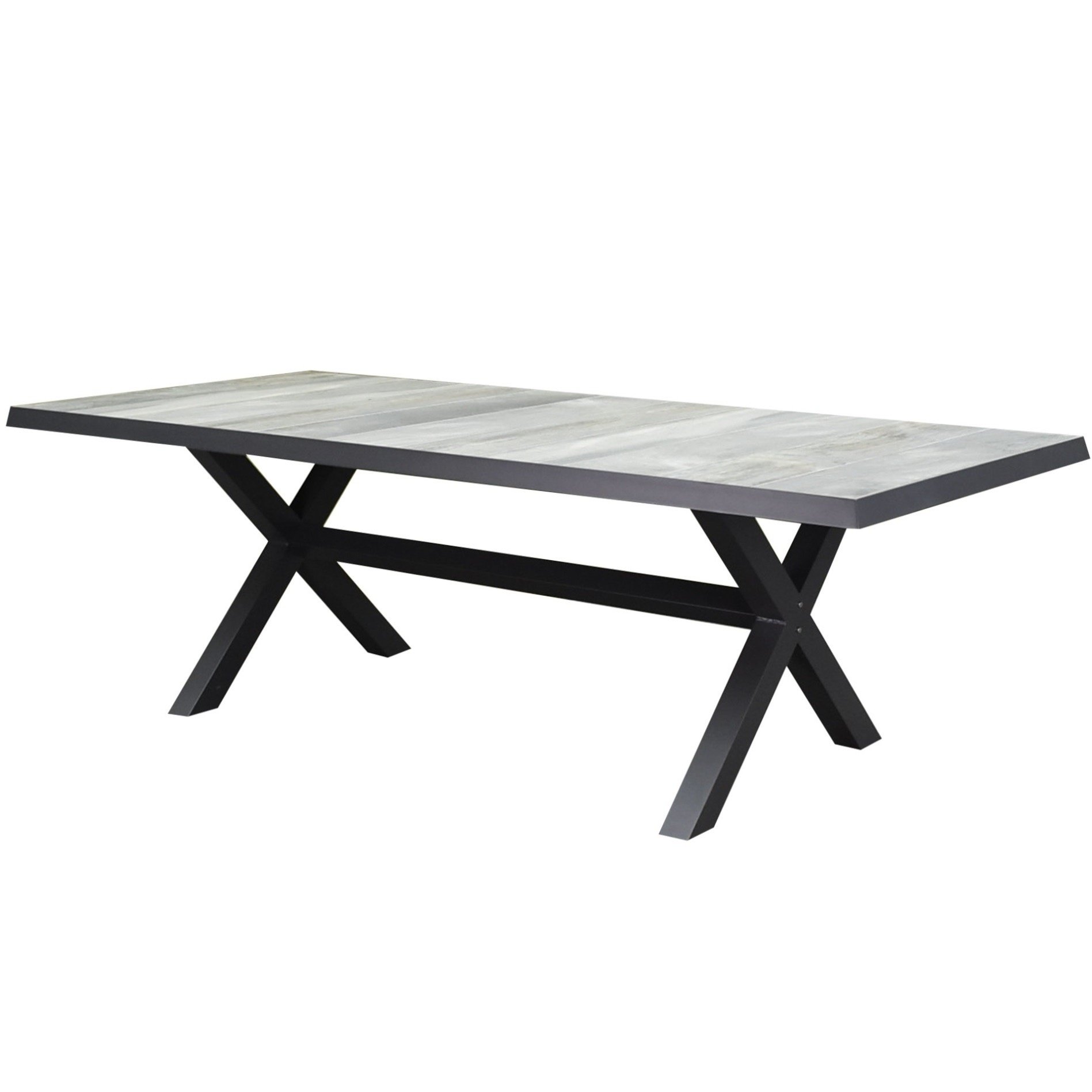 AVH-Collectie New Delhi dining tuintafel 224x103xH72,5 cm met kruispoot antraciet