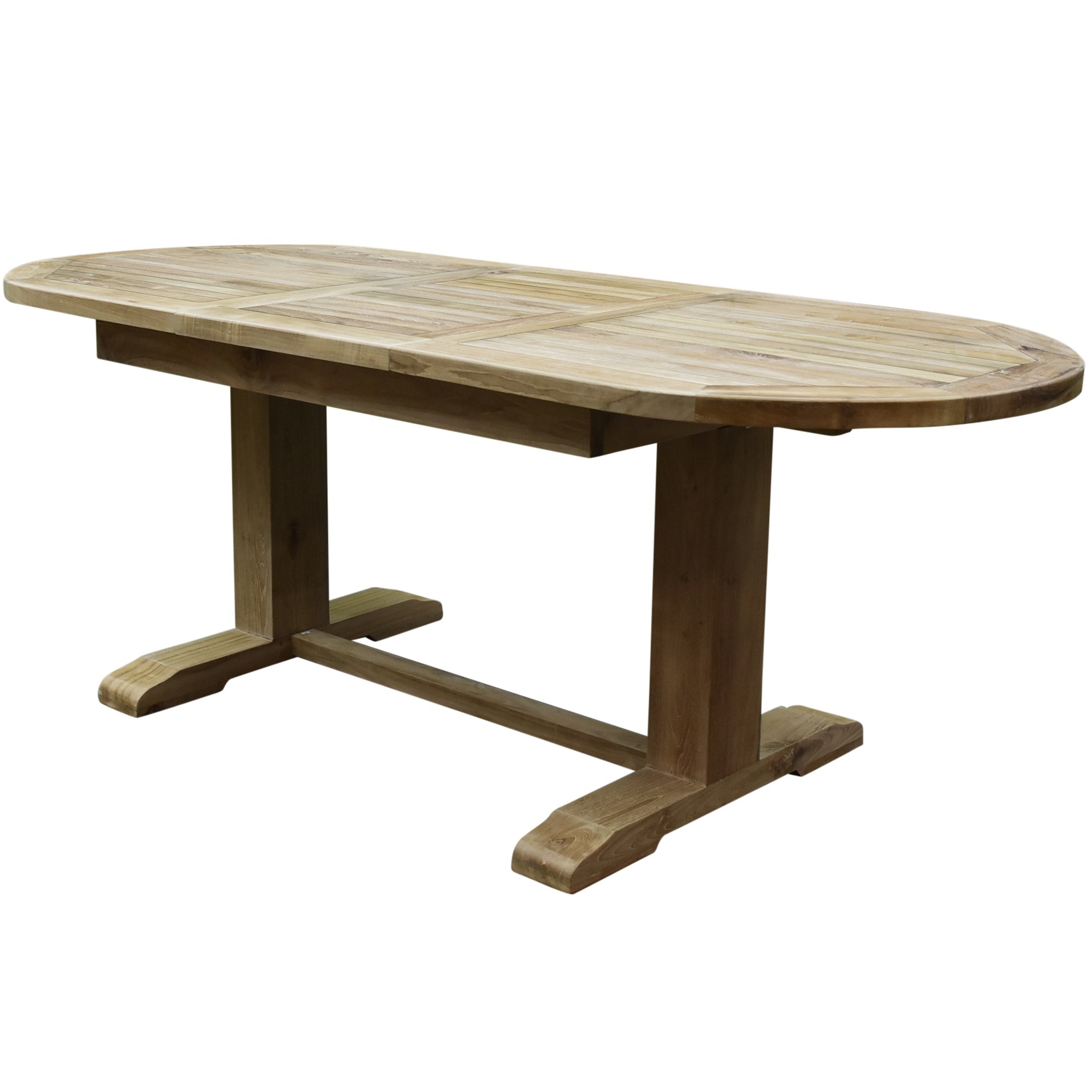 AVH-Collectie Ovaal uitschuifbare diningtafel 160-210x90xH77 cm teak bladdikte 4 cm (legs 12x12cm)