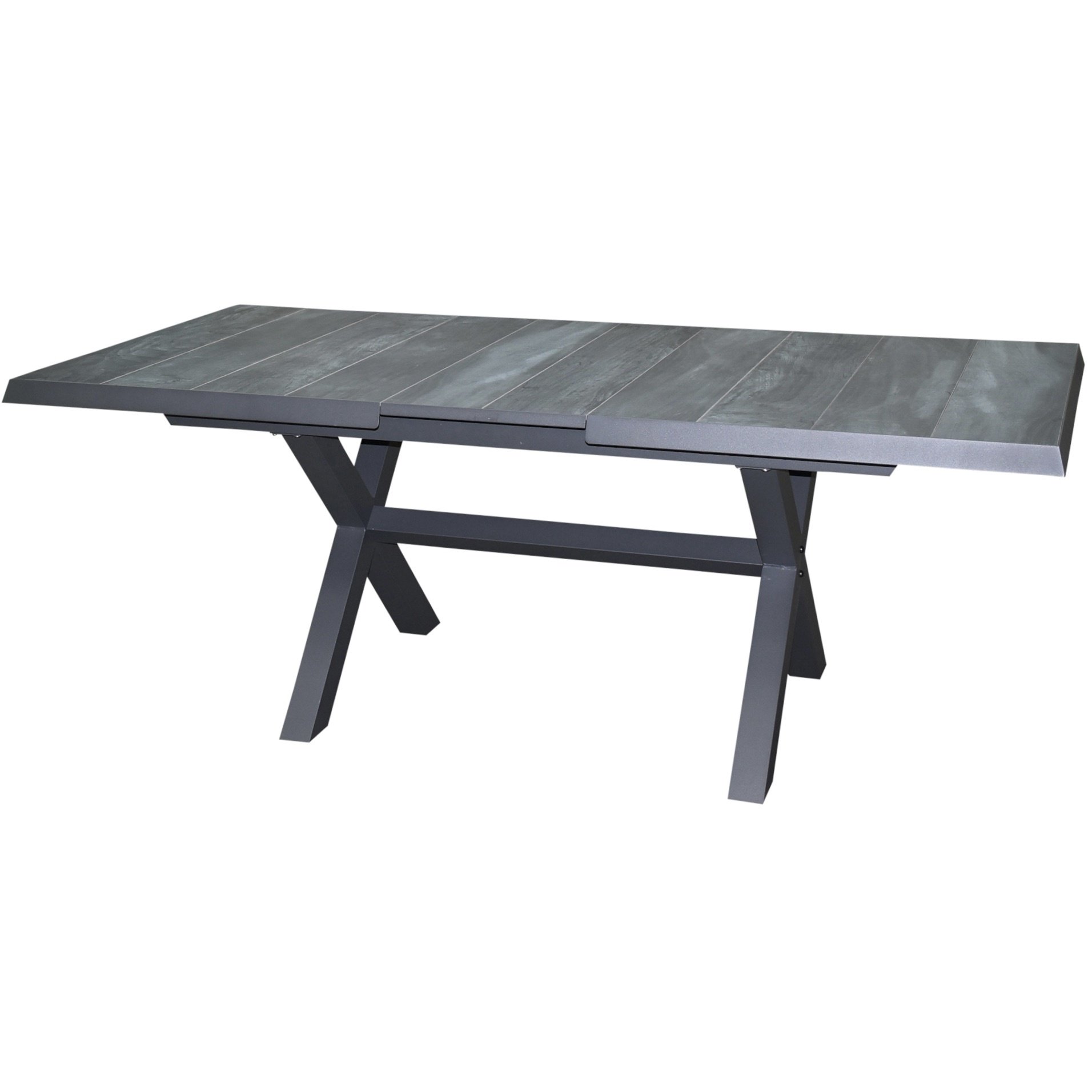 AVH-Collectie Noida uitschuifbare dining tuintafel 163-203x93xH76,5 cm met kruispoot aluminium antraciet