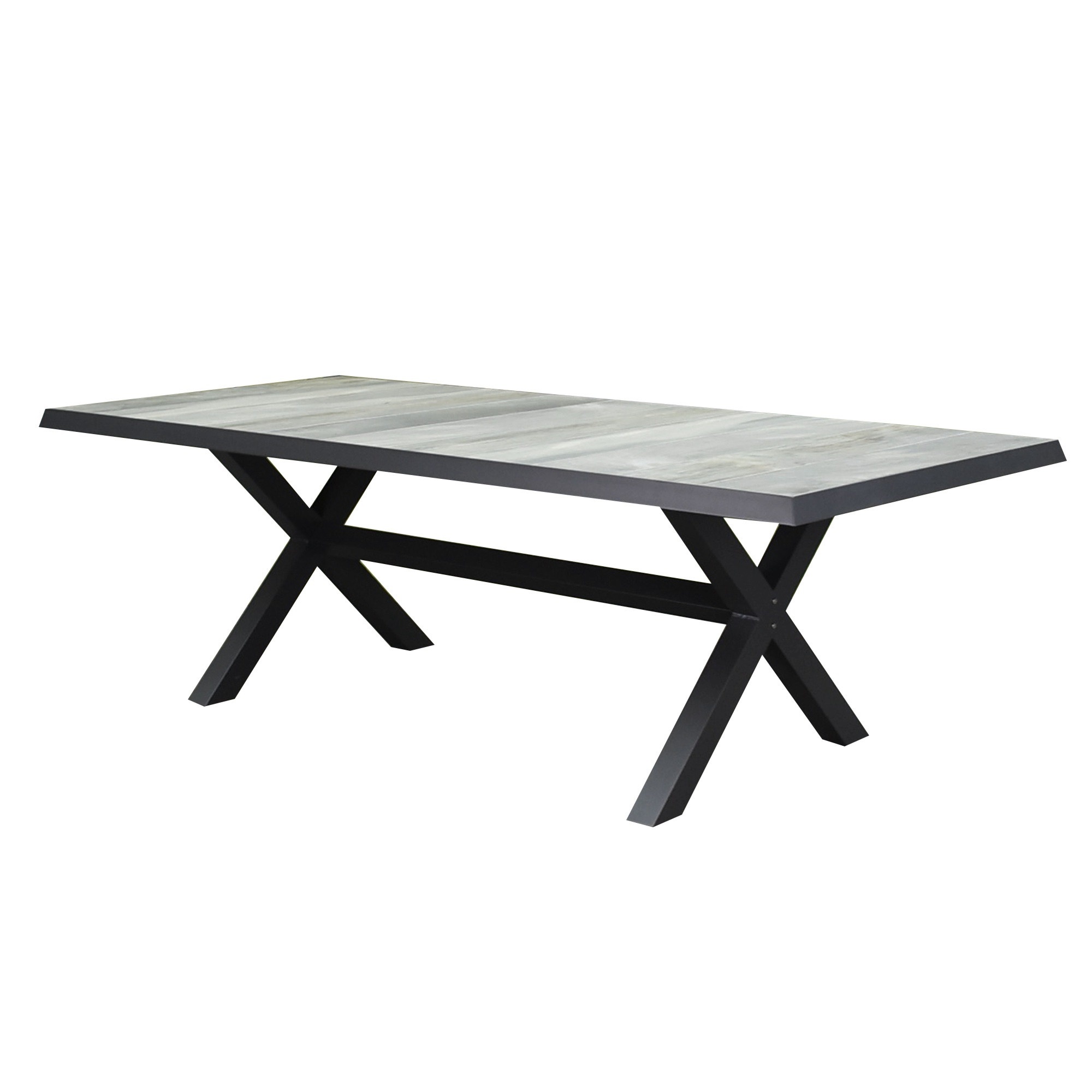 AVH-Collectie New Delhi dining tuintafel 244x103xH72,5 cm  met kruispoot antraciet