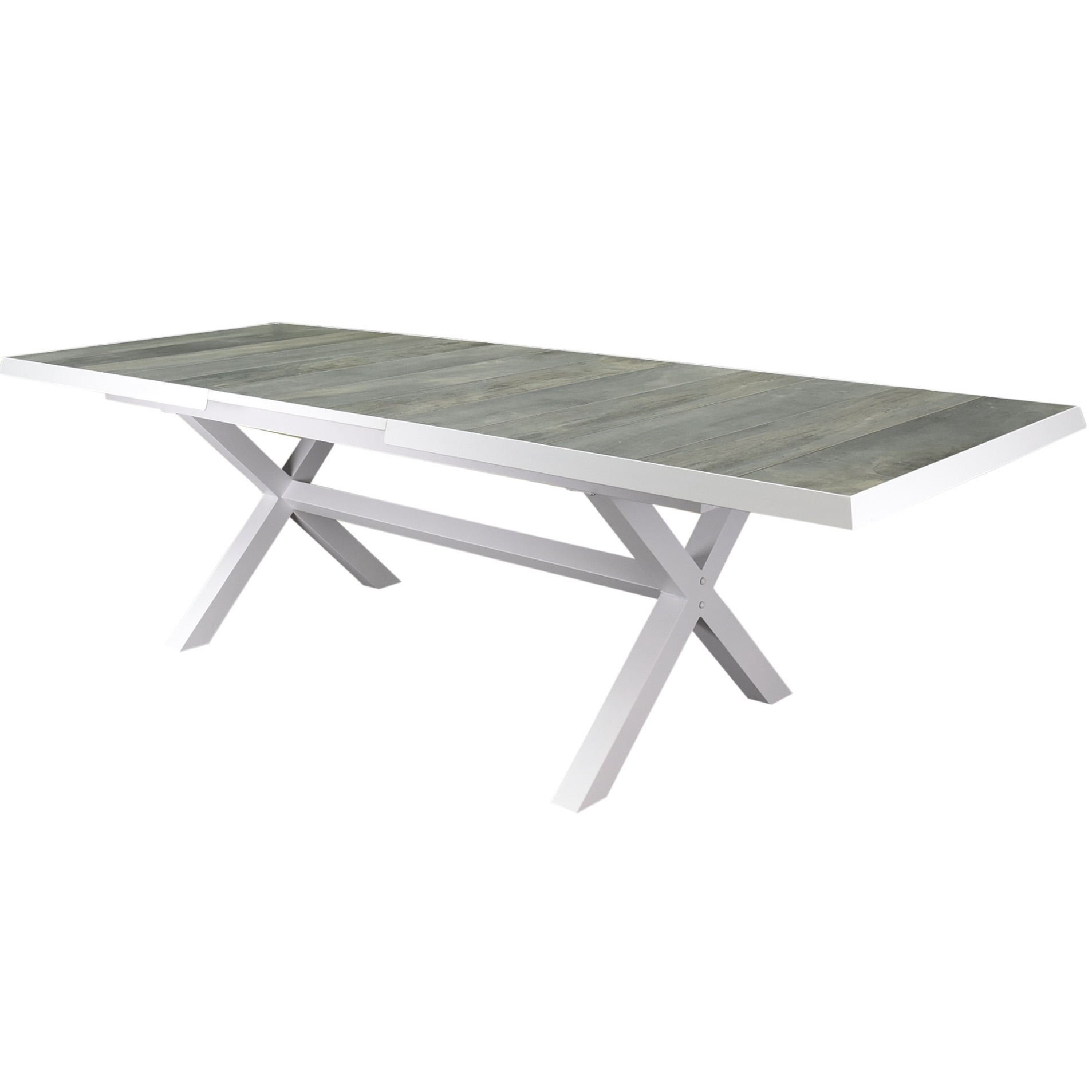 AVH-Collectie New Delhi uitschuifbare dining tuintafel 204-264x103xH76,5 cm met kruispoot wit