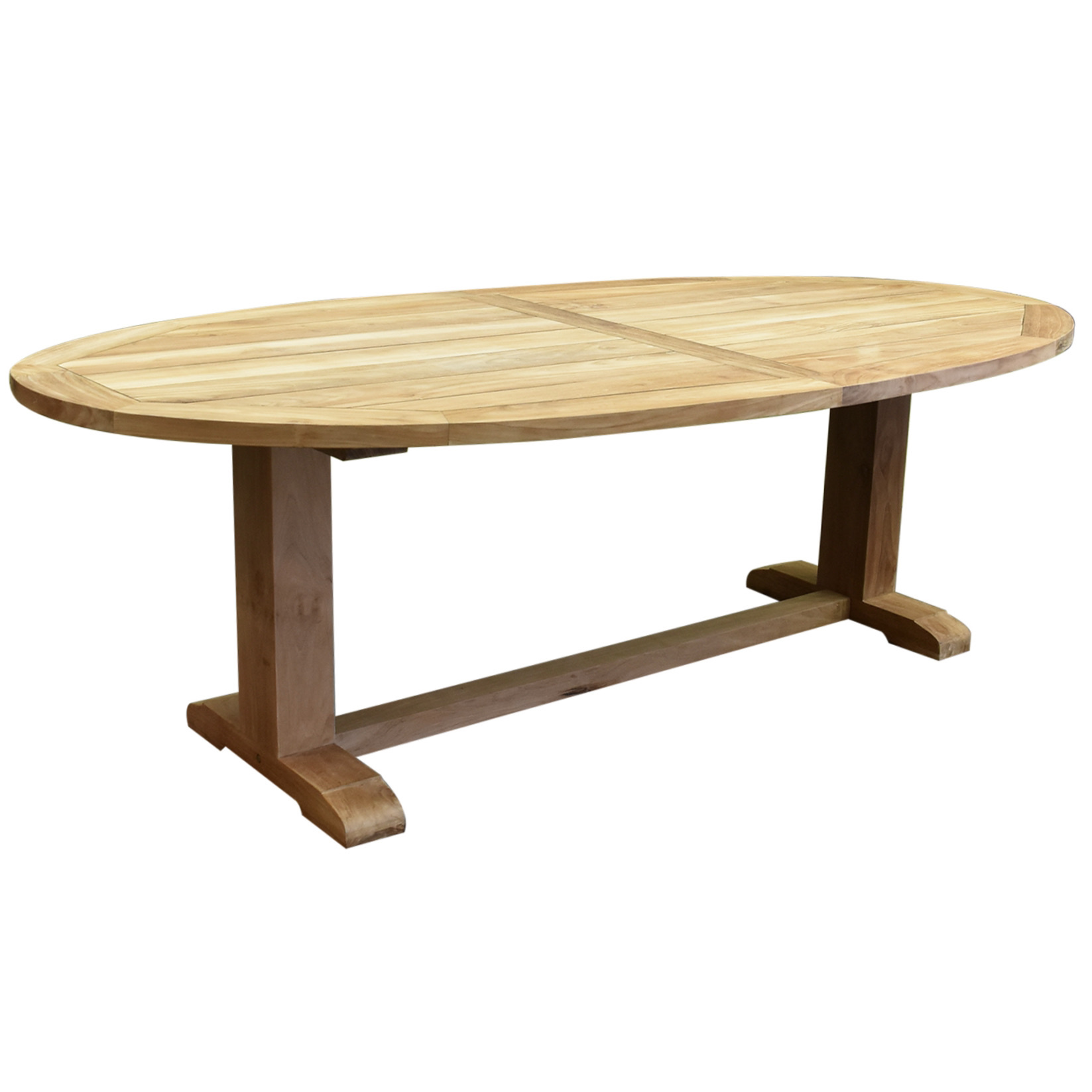 AVH-Collectie Ellips dining tuintafel 240x120xH77 cm teak 14x12 poot