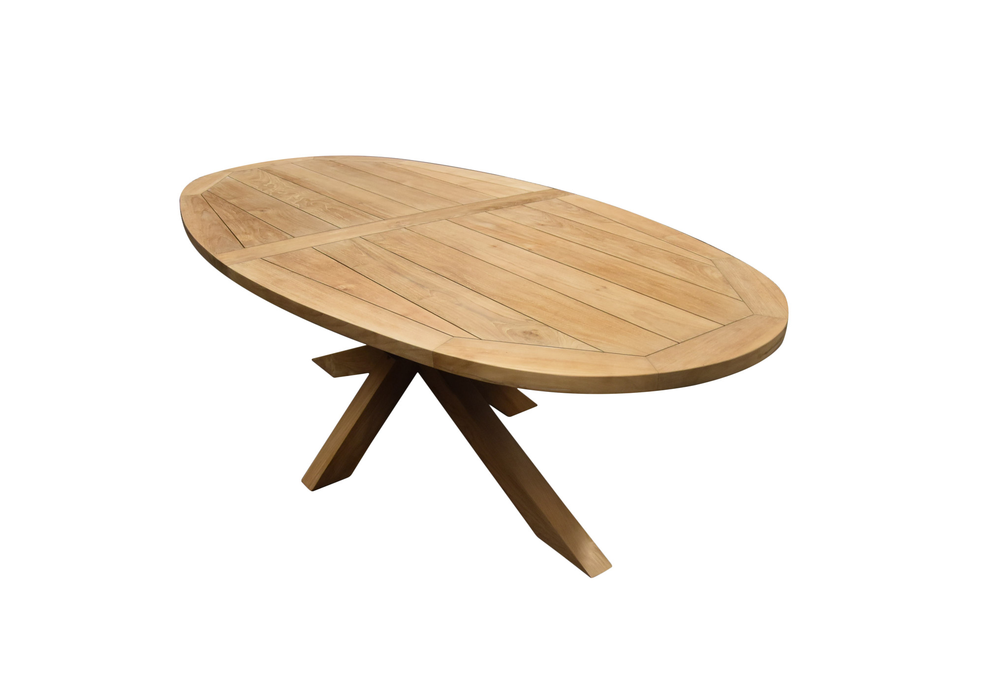 AVH-Collectie Ellips dining tuintafel 240x120xH76 cm met kruispoot teak