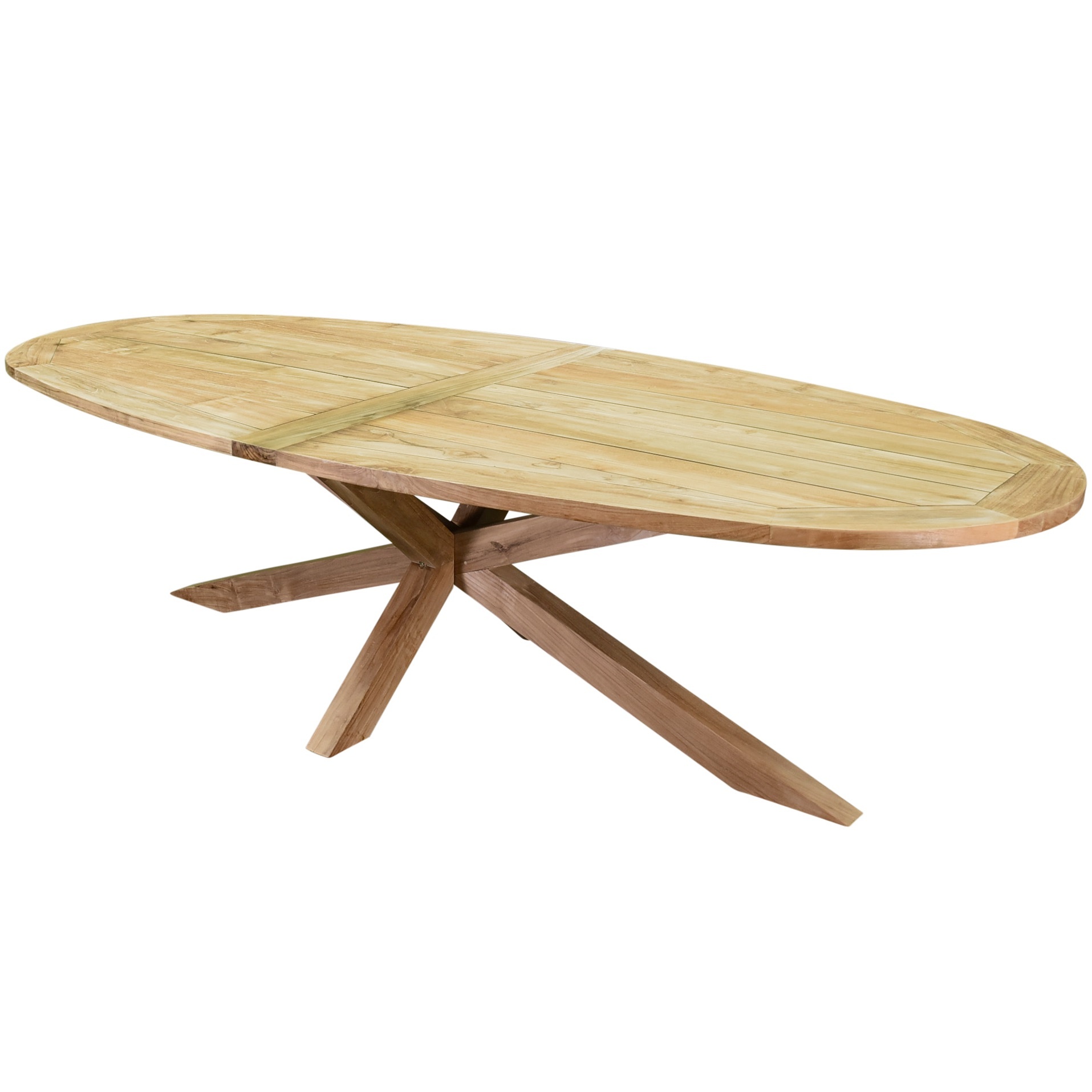 AVH-Collectie Ellips dining tuintafel 280x130xH76 cm met kruispoot teak