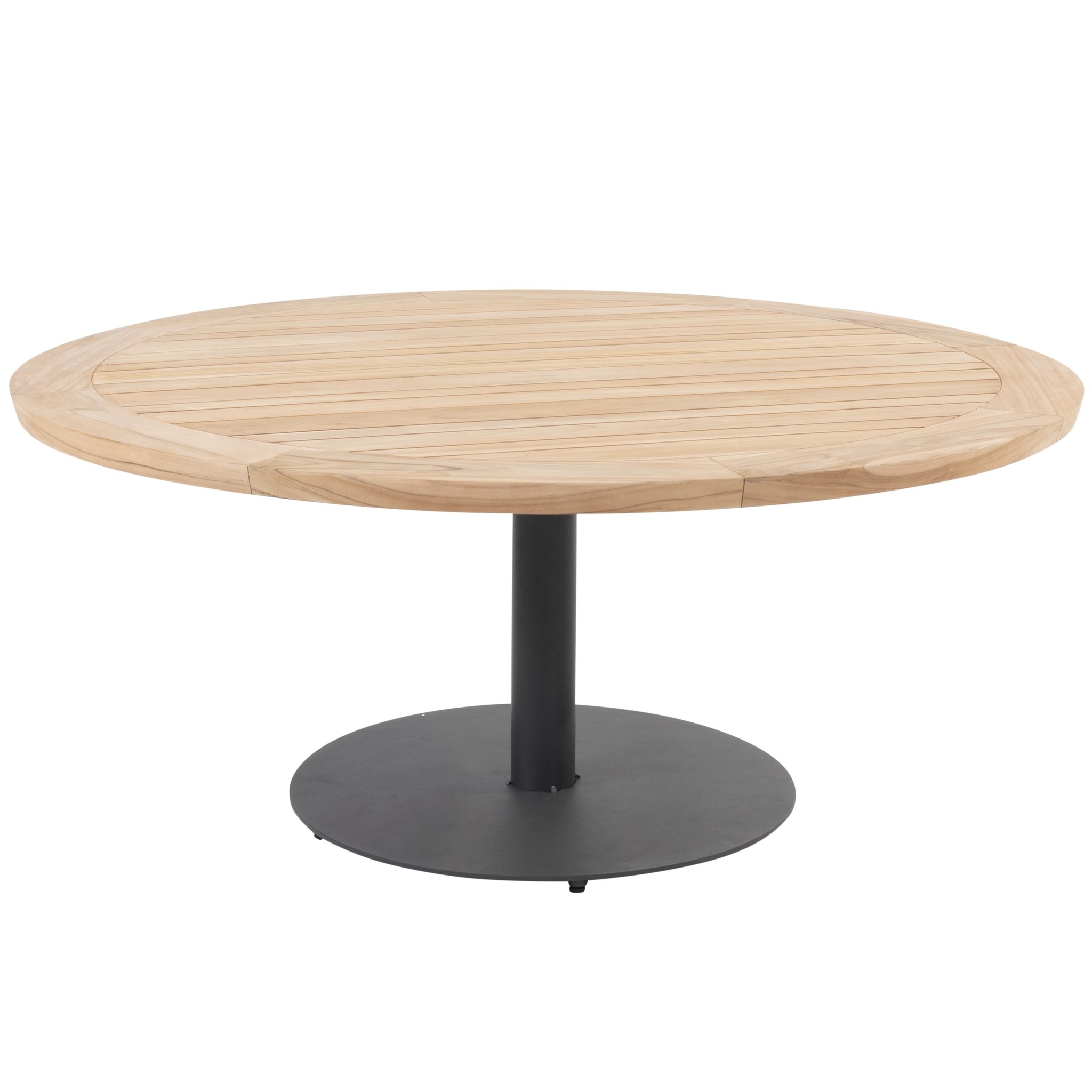 4 Seasons Outdoor Saba low dining teak tafel 160ØxH69 cm met antraciet onderstel Taste 4SO