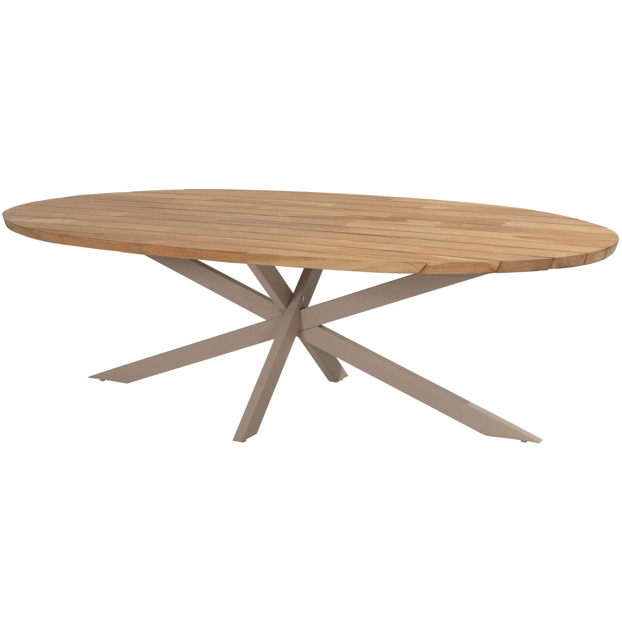 Taste 4SO Prado dining tuintafel ellips 240x115x75 cm teak alu onderstel latte 