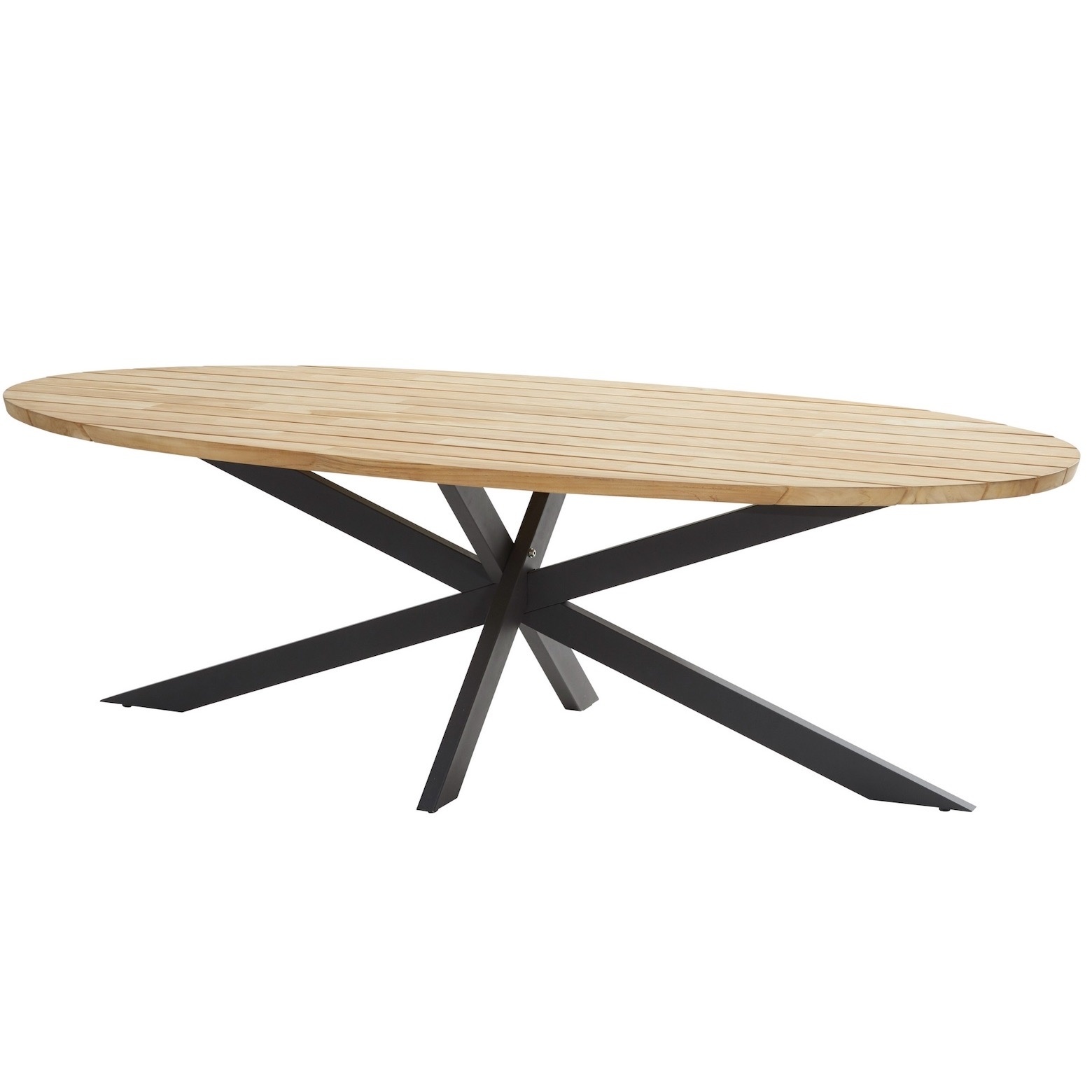 Taste 4SO Prado dining tuintafel ellips 240x115x75 cm teak alu onderstel antraciet 