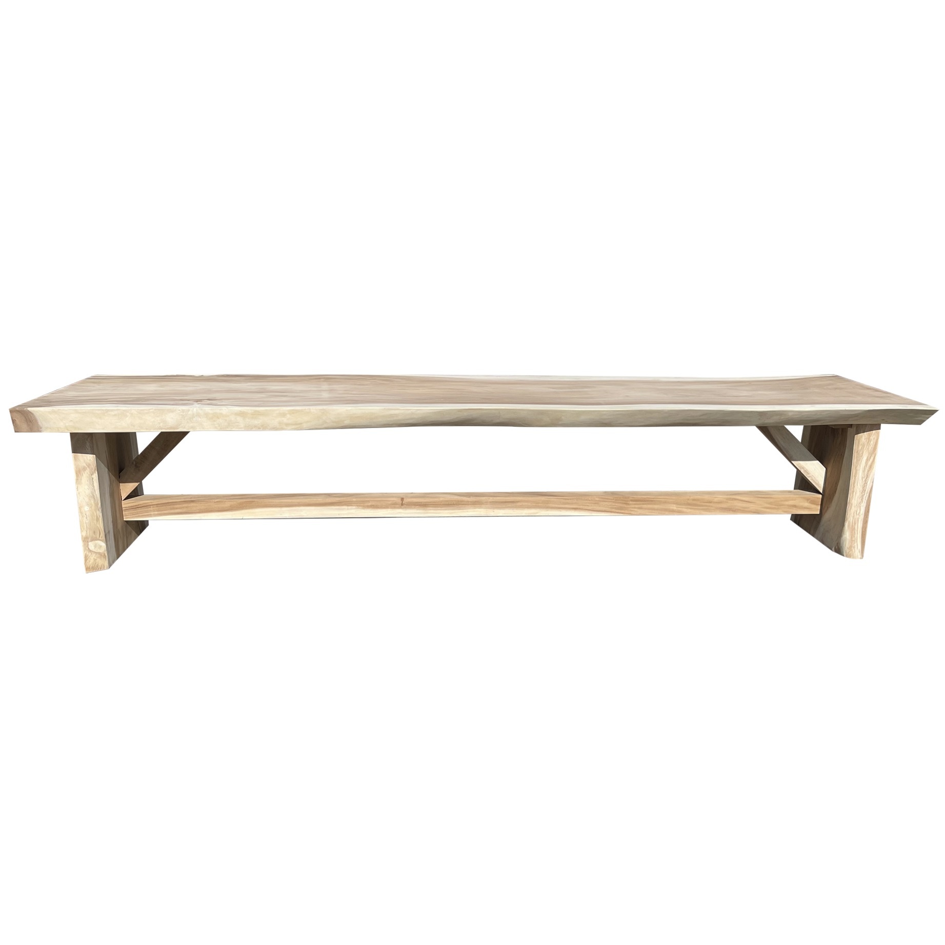 AVH-Collectie Boomstamtafel 400x100xH77,5 cm - bladdikte 10 cm geschoord