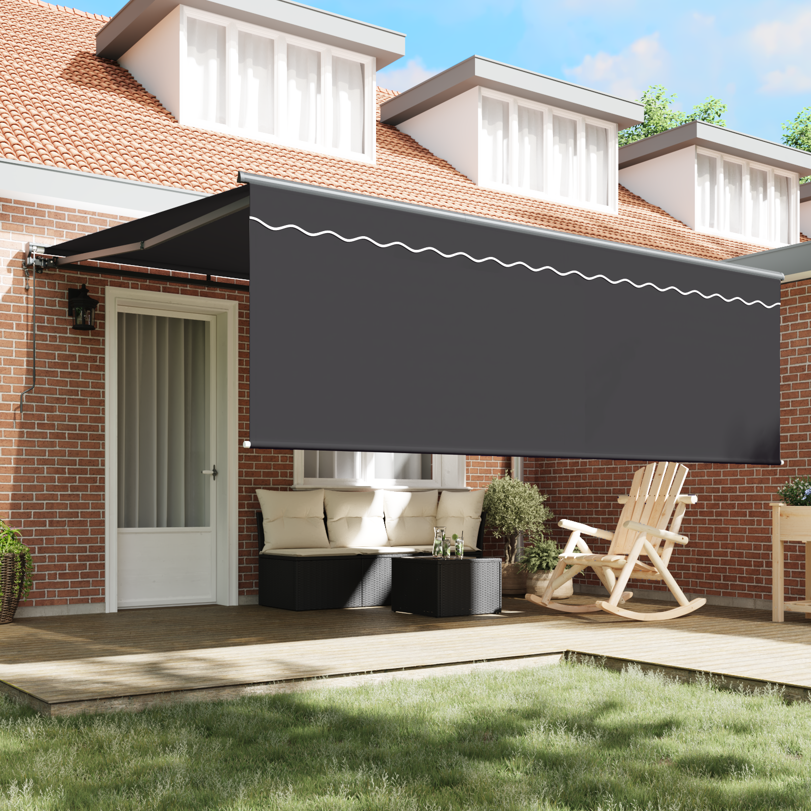 vidaXL Inklapbaar Zonnescherm Oranje en Wit 350x250 cm