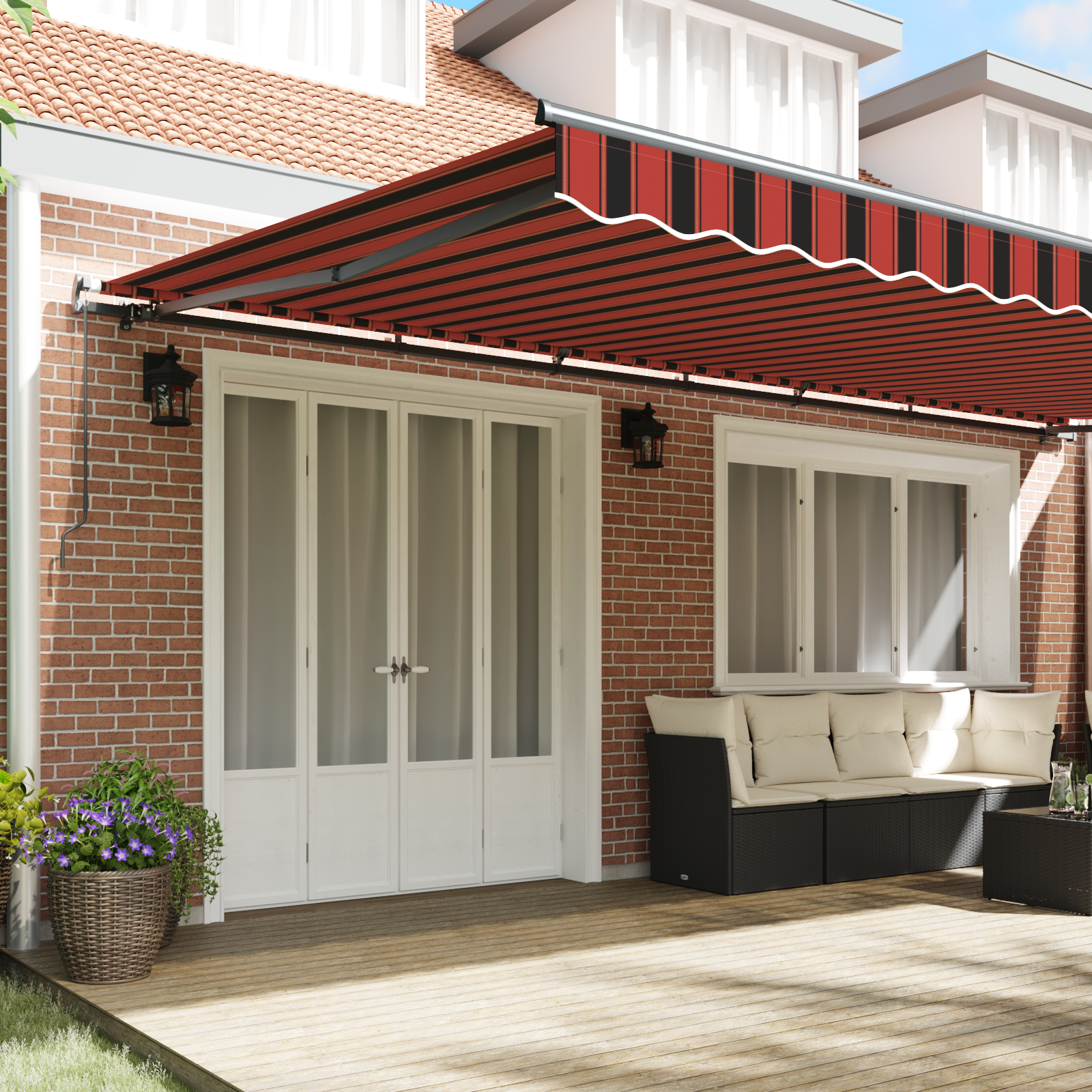 vidaXL Handmatig Uittrekbare Ligbed Oranje en Bruin 600x350 cm