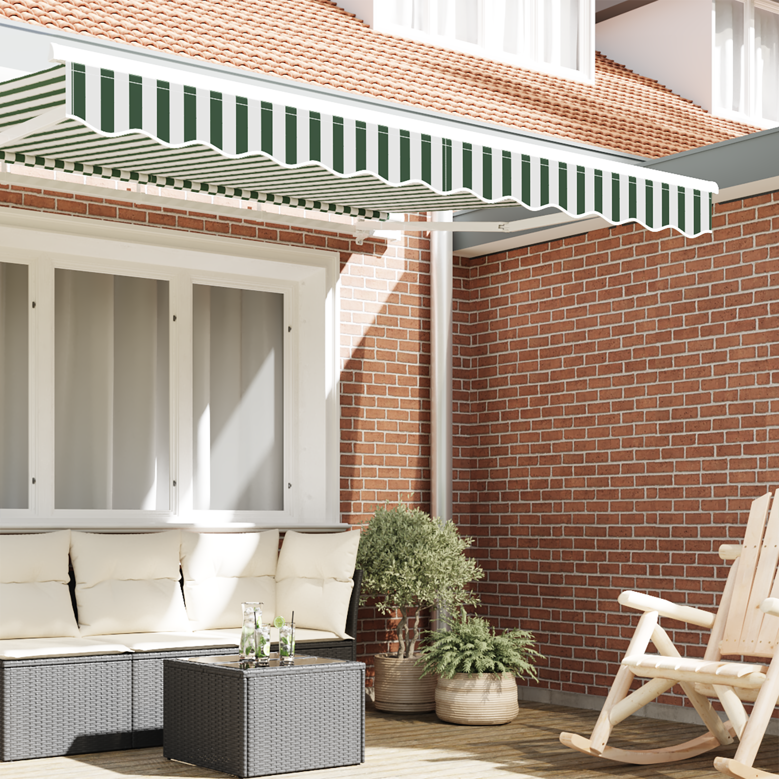 vidaXL Luifelrand voor 3 m Frame Groen en Wit 2,8 x 0,2 m