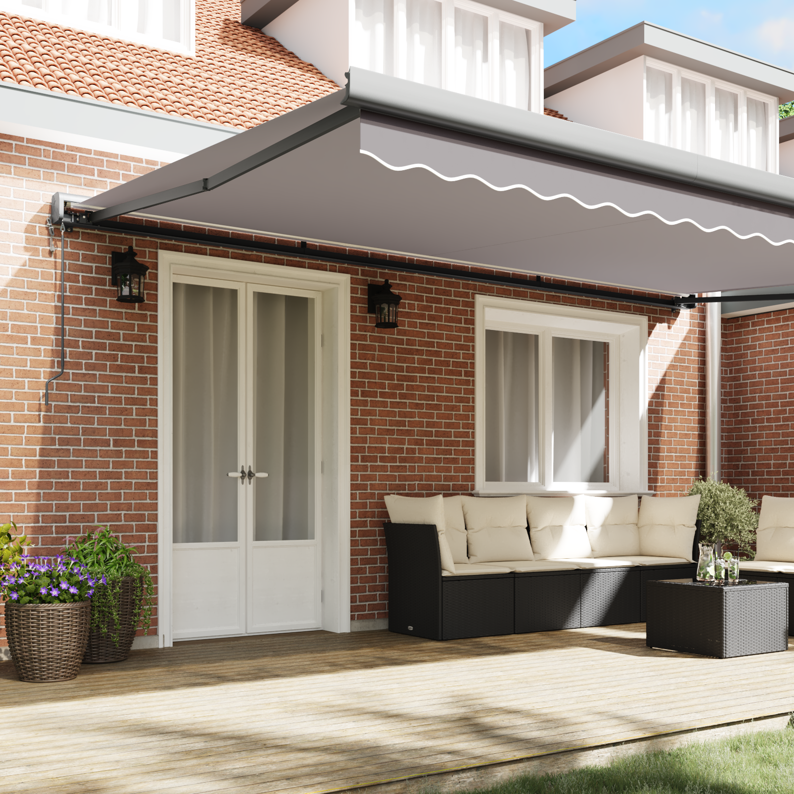 vidaXL Automatische Uittrekbare Luifel Lichtgrijs 500 x 300 cm
