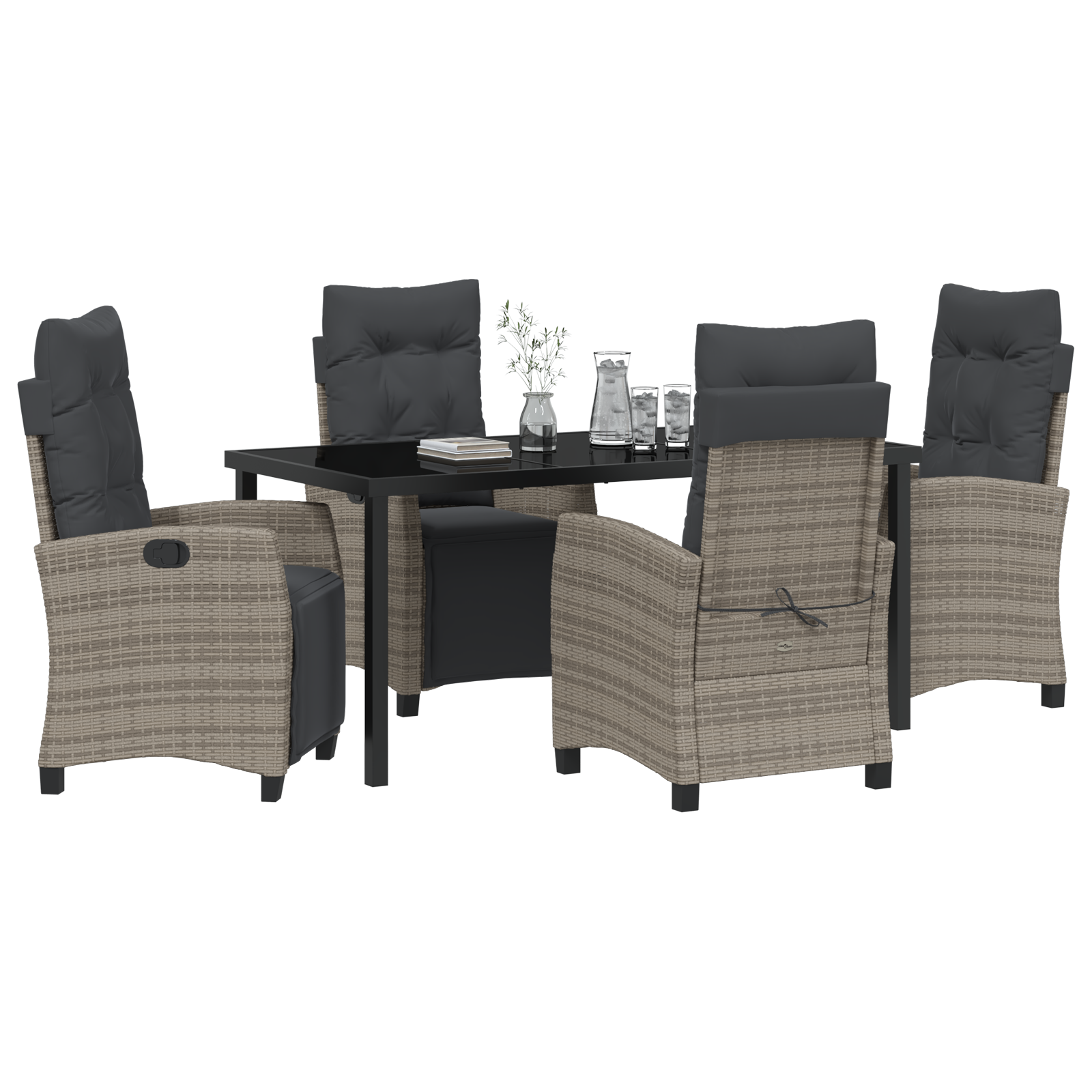 vidaXL 5-delige tuin eetset - Grijs poly rattan